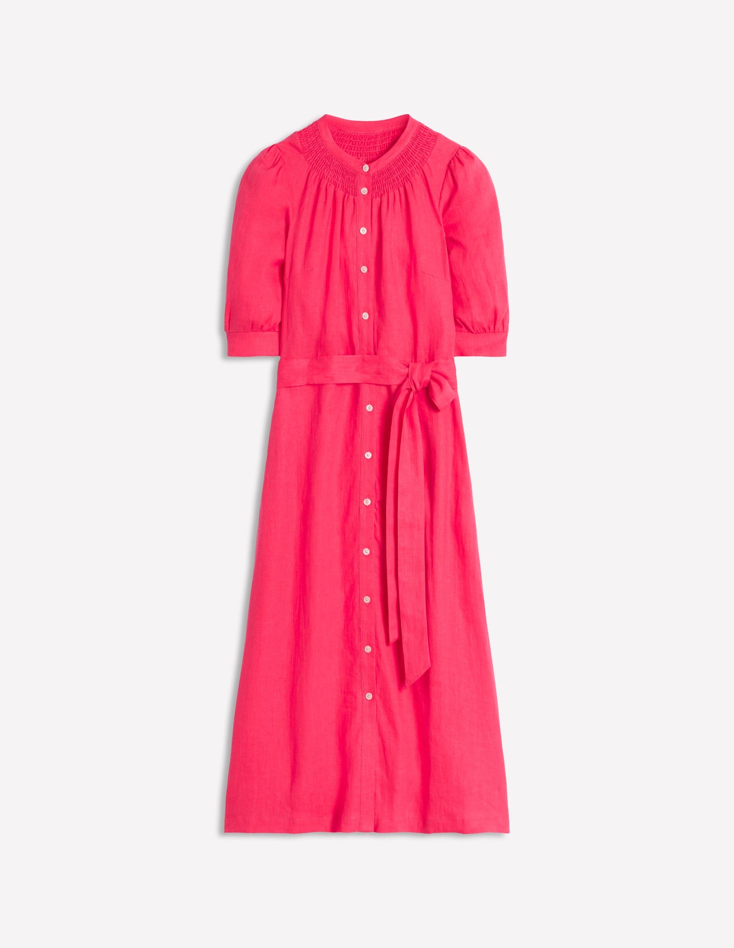 Robe midi Ada en lin-Rose camélia