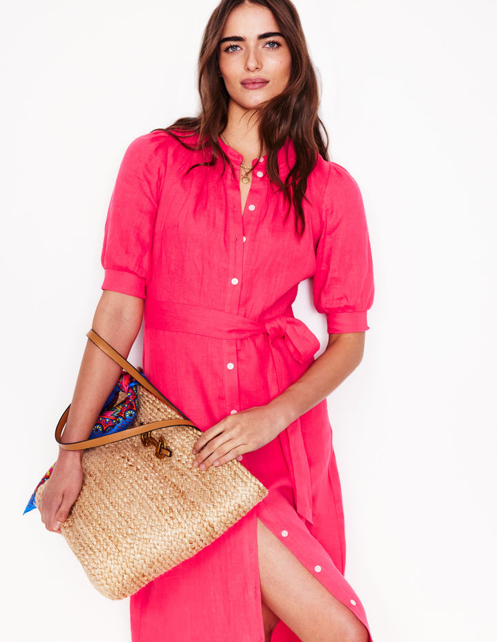 Ada Midikleid aus Leinen-Kamelienrosa