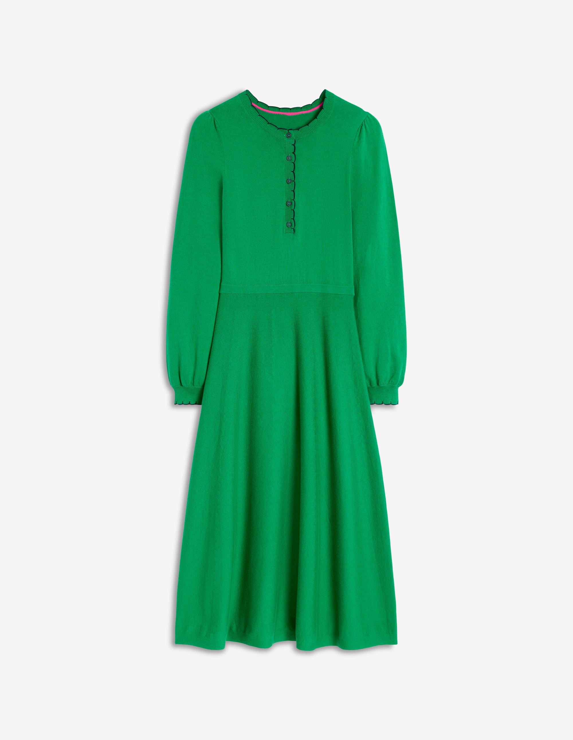 Henley-Strickkleid mit Muschelsaum-Grünes Tamburin - Image 6