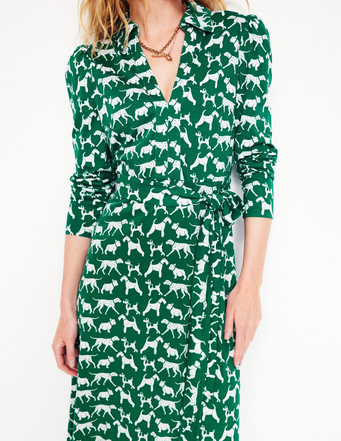 Imogen Collared Jersey Dress-Forest Grass, Janet & Friends