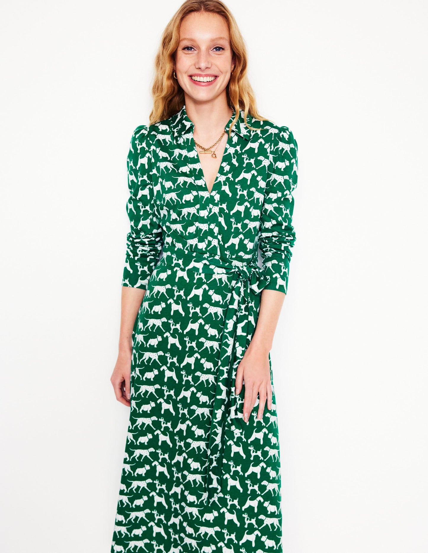 Imogen Collared Jersey Dress-Forest Grass, Janet & Friends