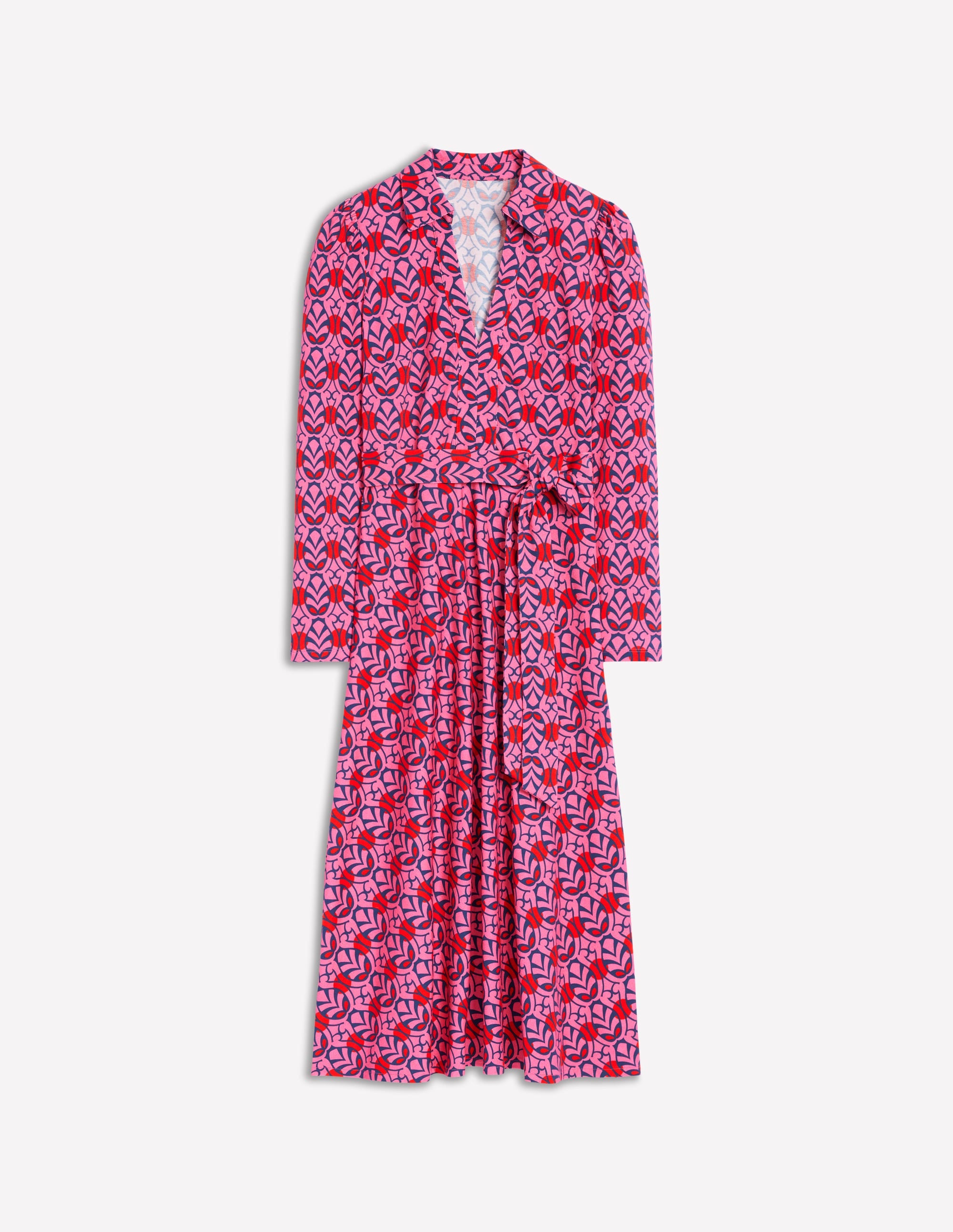 Imogen Jerseykleid mit Kragen-Sorbetrosa, Blattterrasse - Image 5