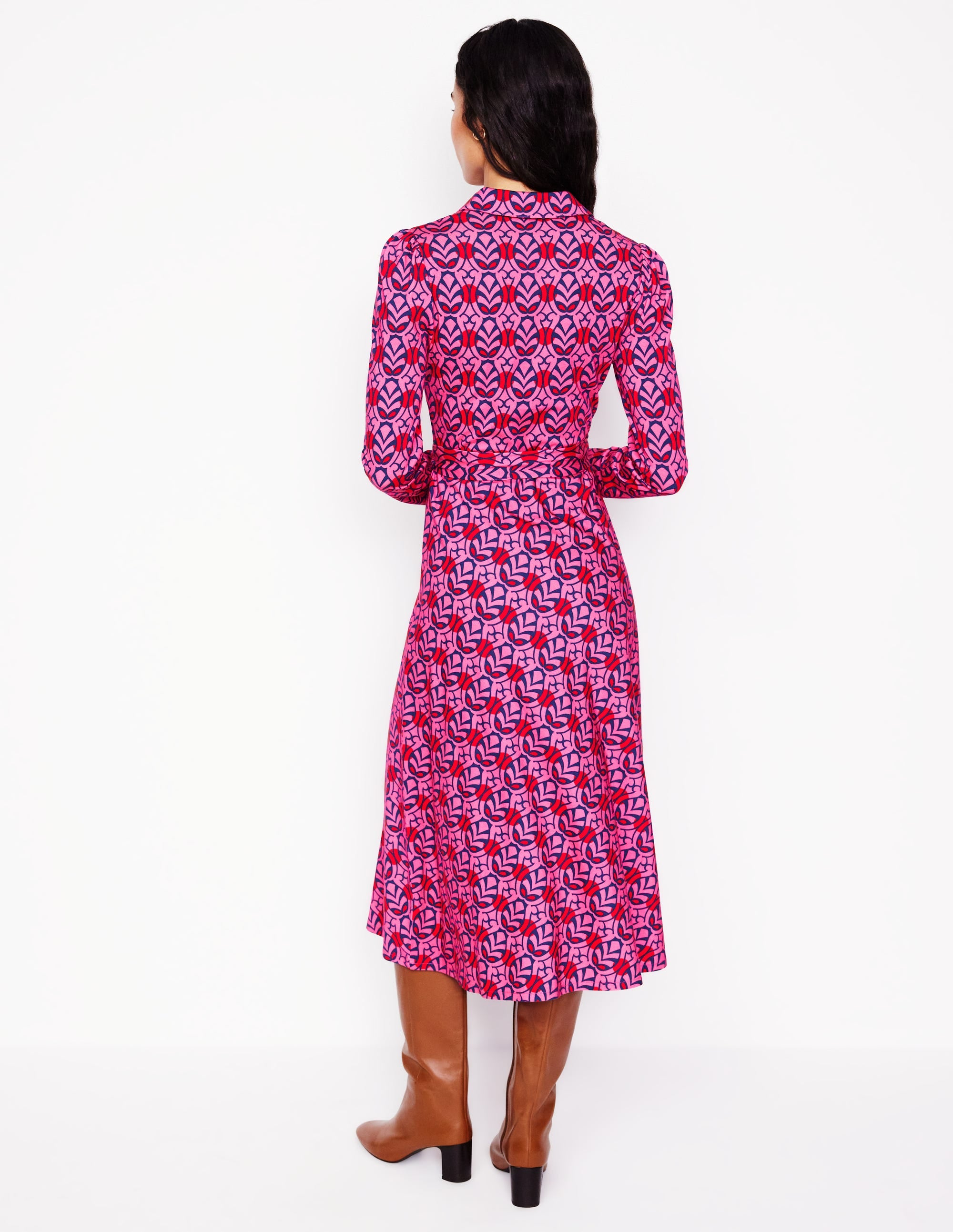 Imogen Jerseykleid mit Kragen-Sorbetrosa, Blattterrasse - Image 3