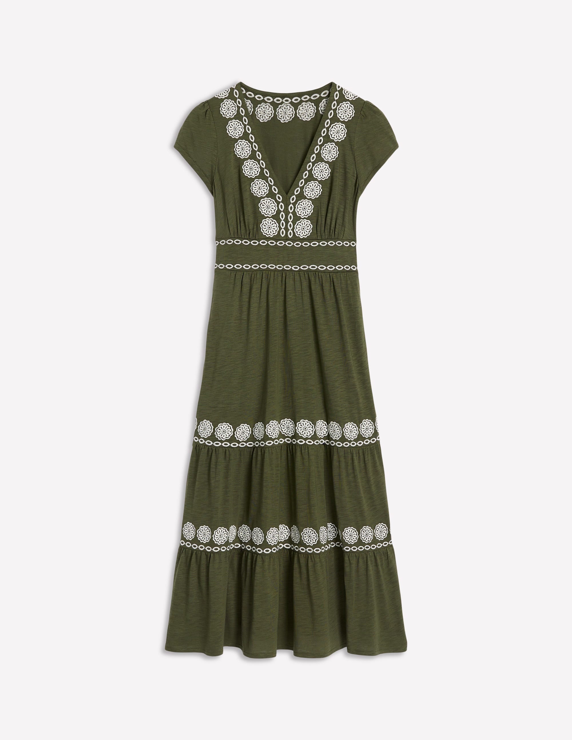 Eloise Besticktes Midikleid-Blasses Khaki - Image 6