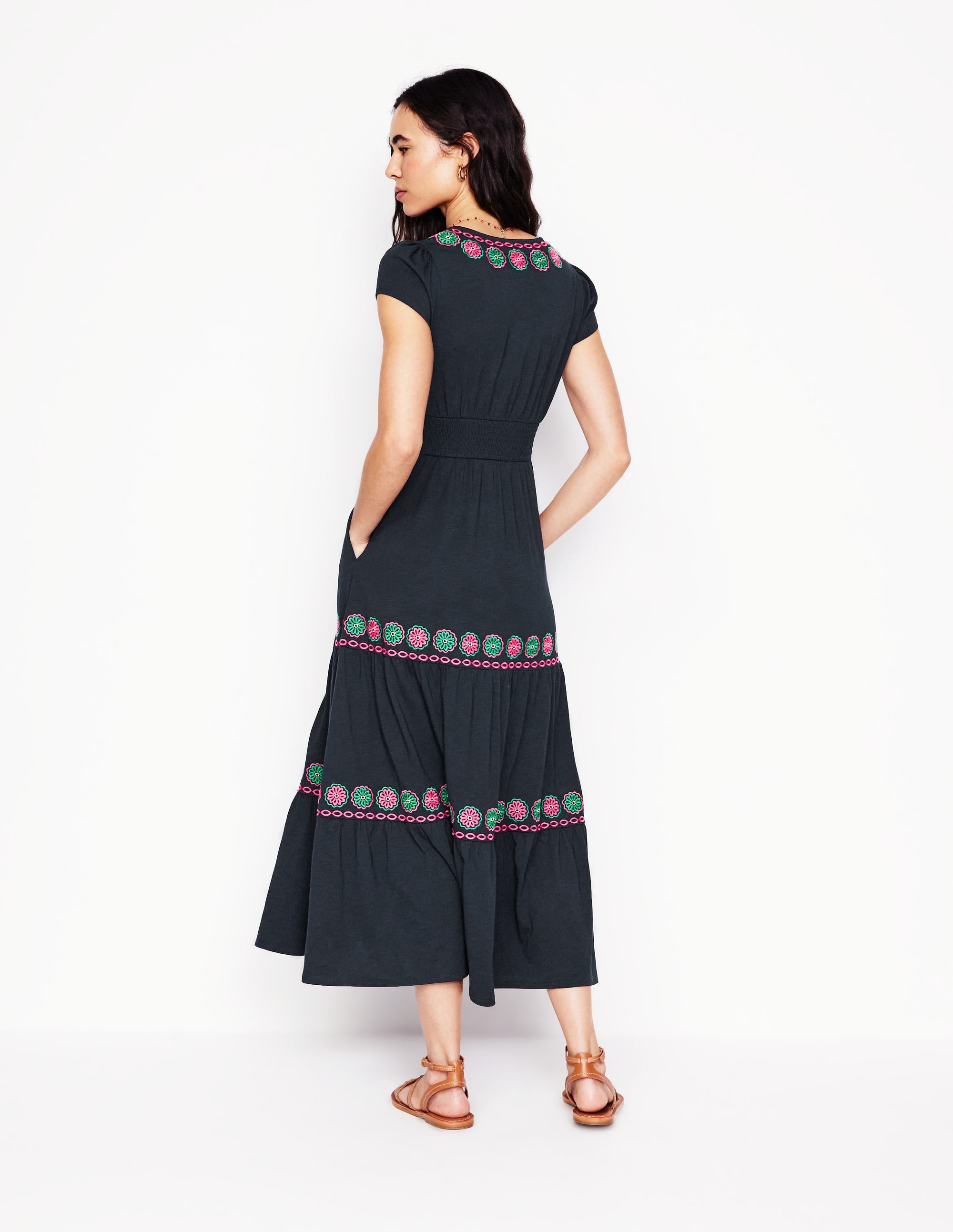 Eloise Besticktes Midikleid-Marineblaue - Image 4