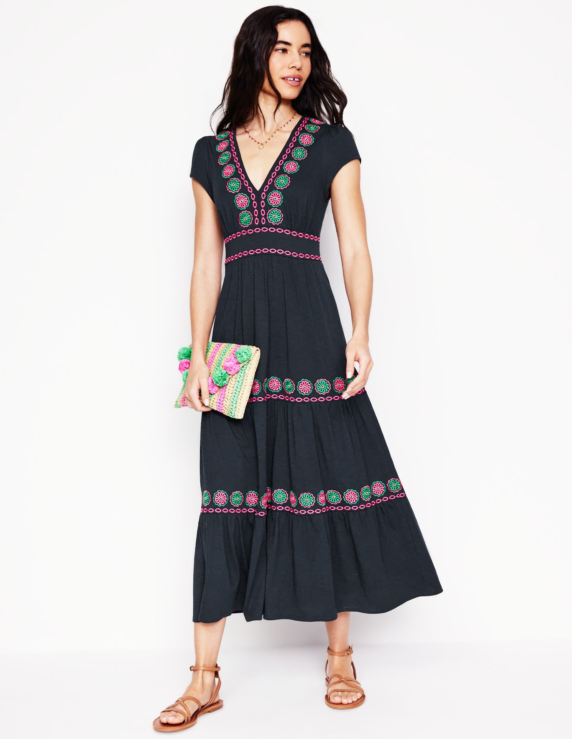 Eloise Besticktes Midikleid-Marineblaue - Image 5