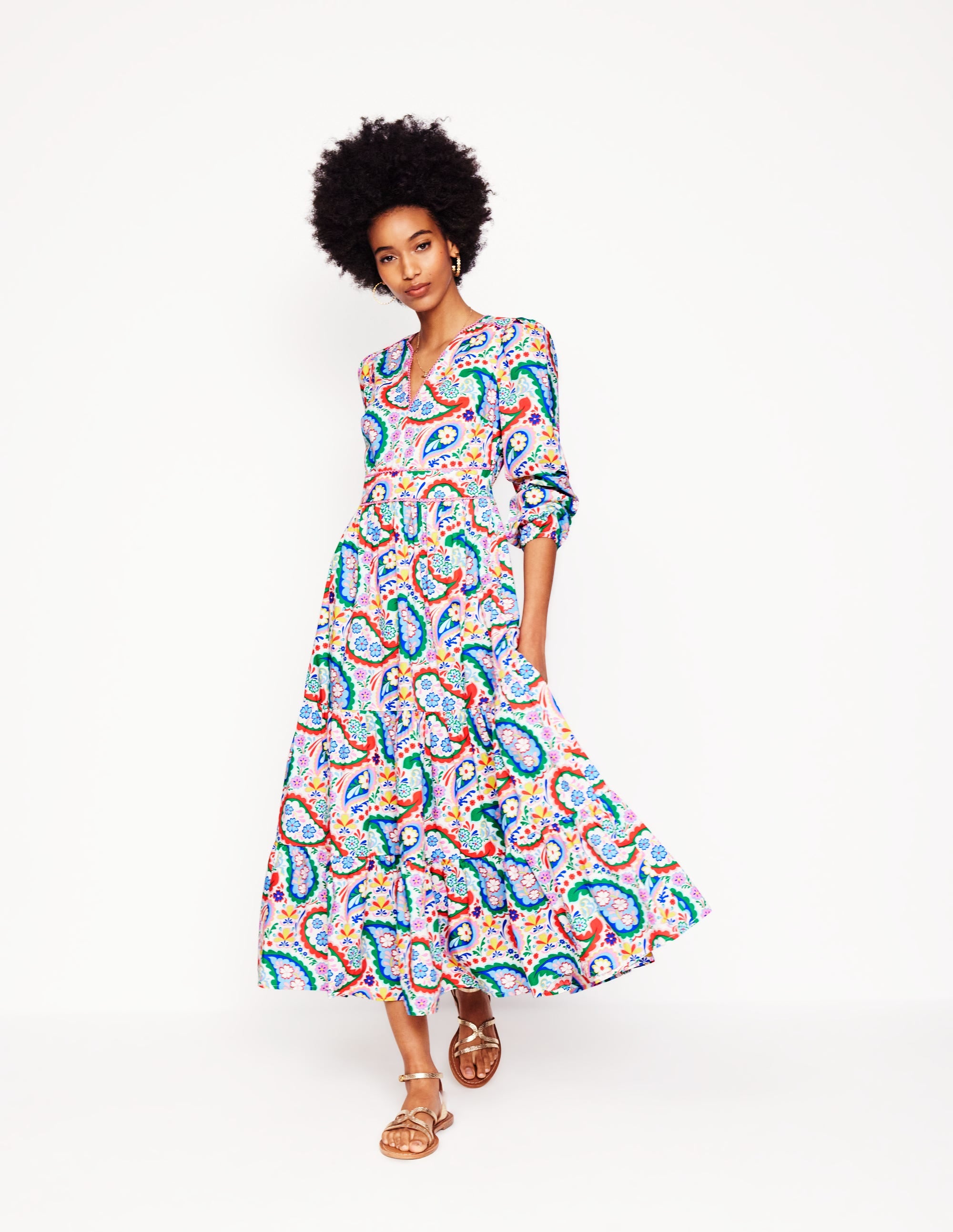 Violet Midikleid-Bunt, Wiesen-Paisley - Image 1