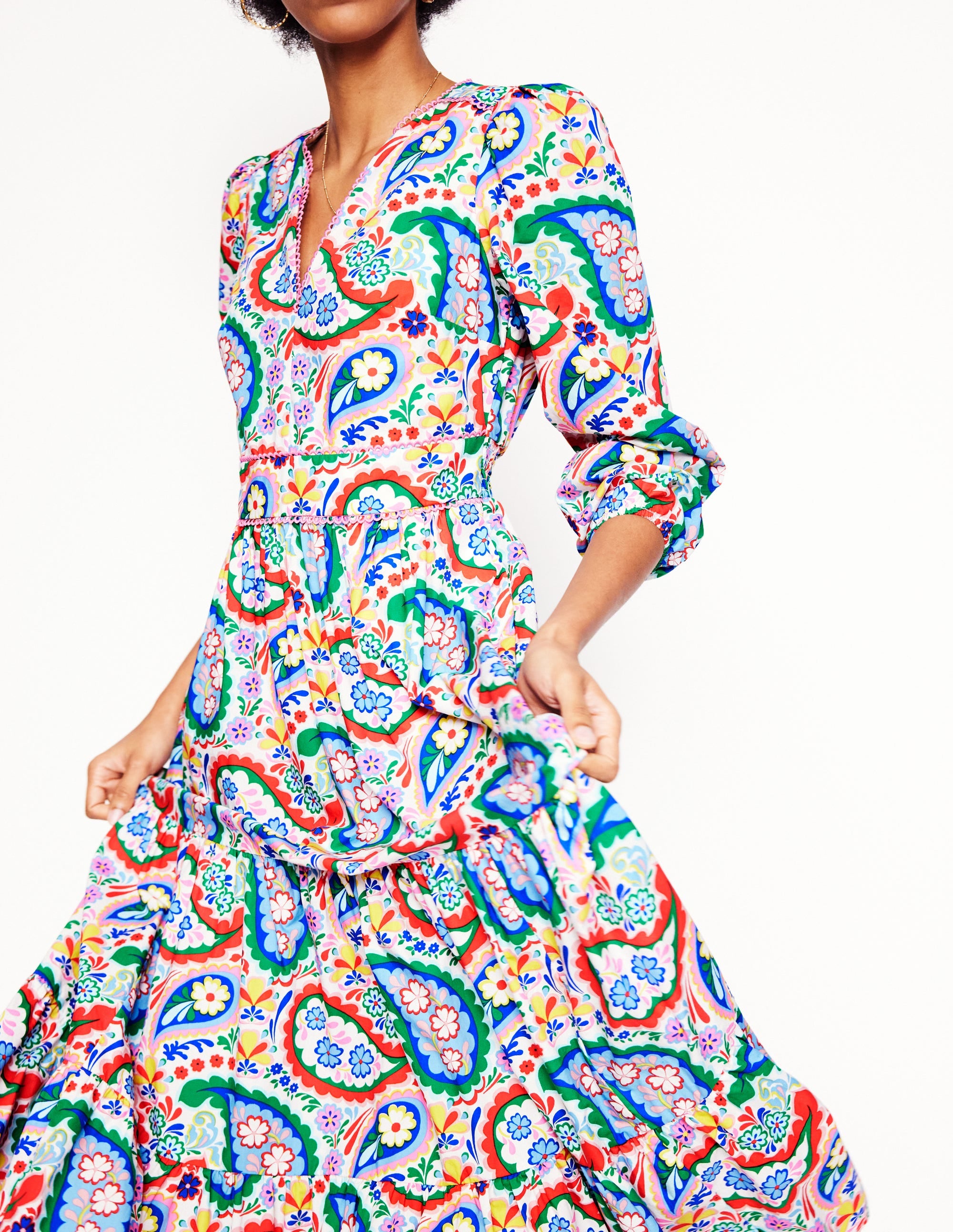 Violet Midikleid-Bunt, Wiesen-Paisley - Image 6