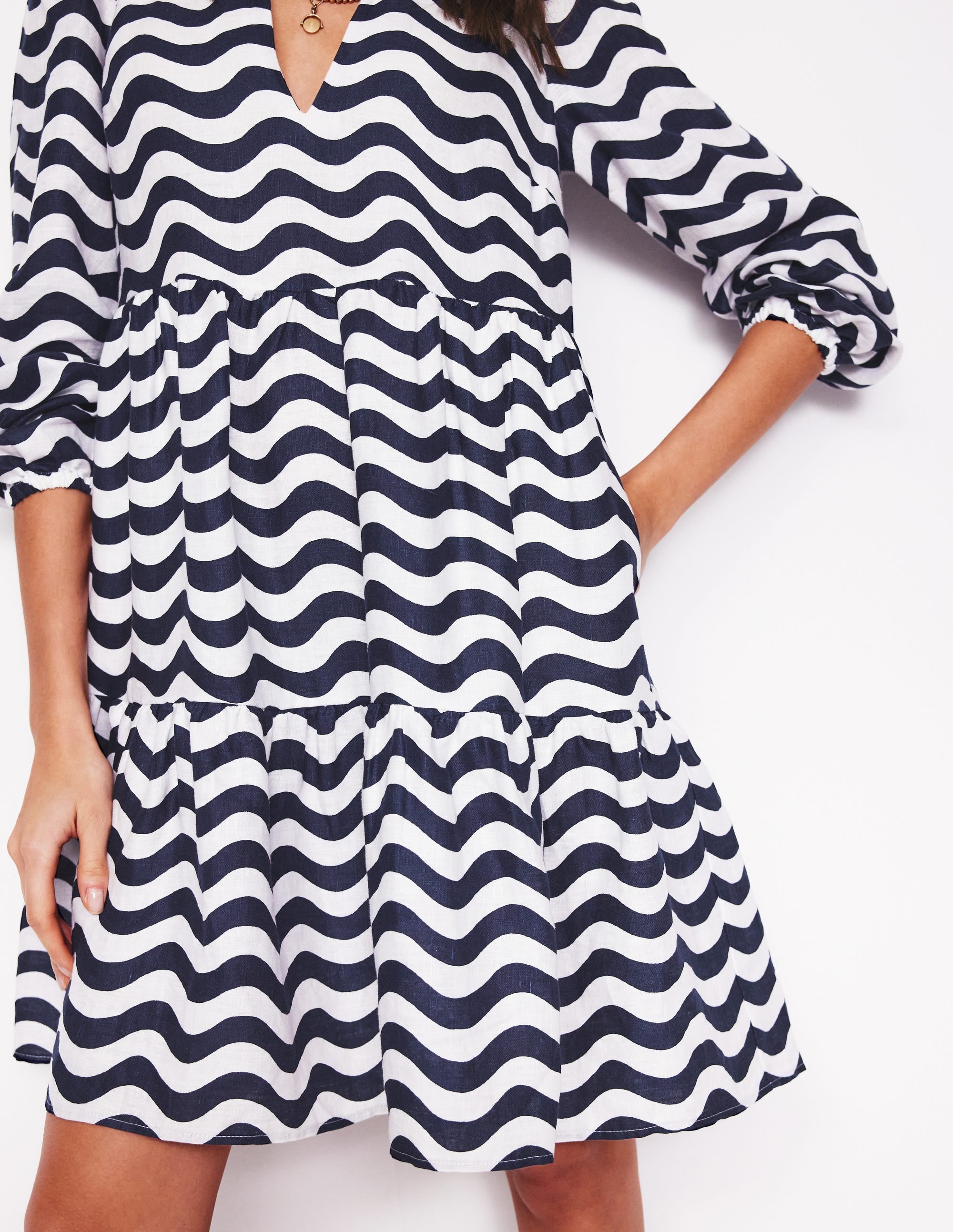 Esme Minikleid aus Leinen-Französisches Marineblau, Mono-Welle - Image 3