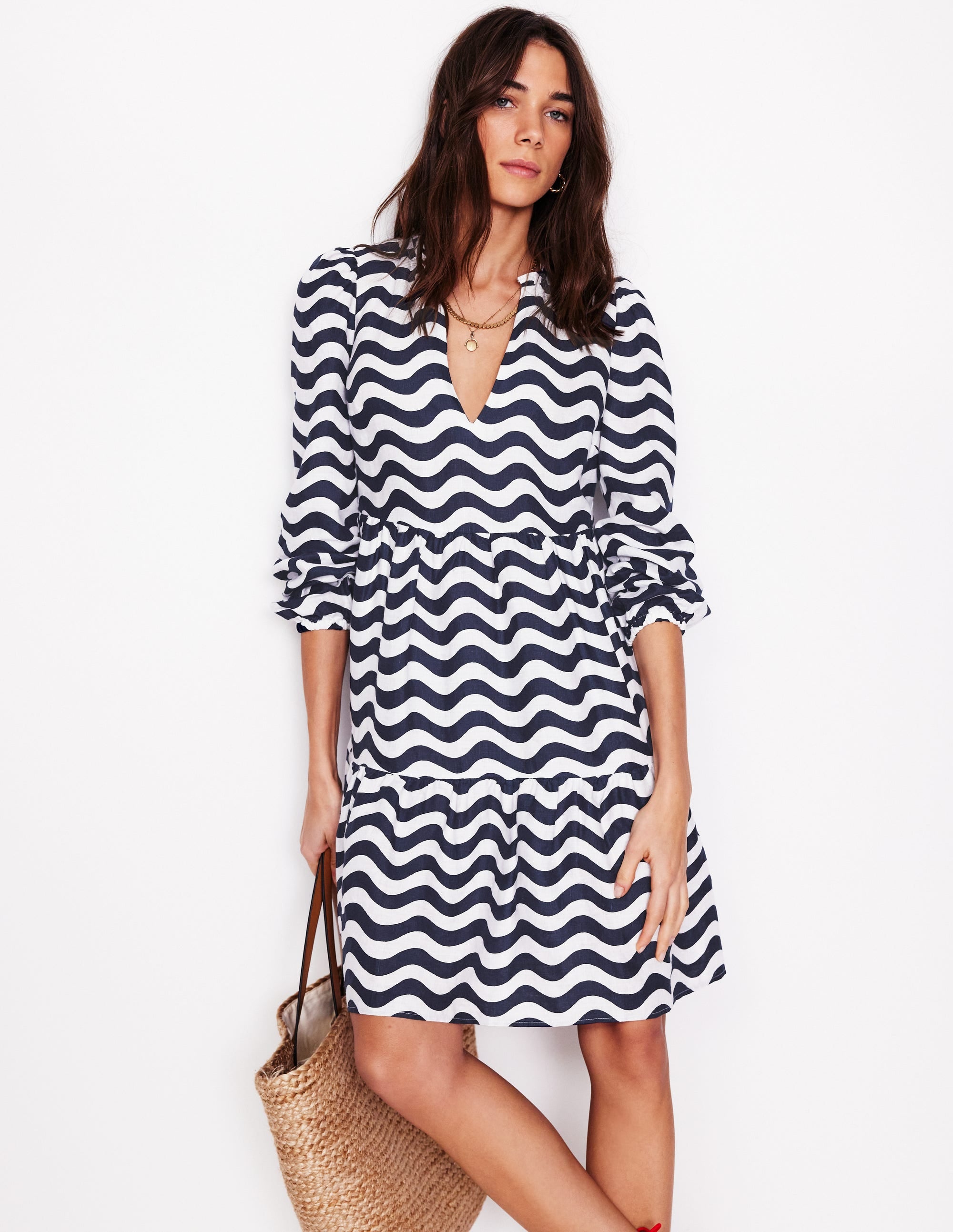 Esme Minikleid aus Leinen-Französisches Marineblau, Mono-Welle - Image 5