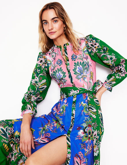 Robe-chemise Mia à volants-Multi, motif Botanica Terrace