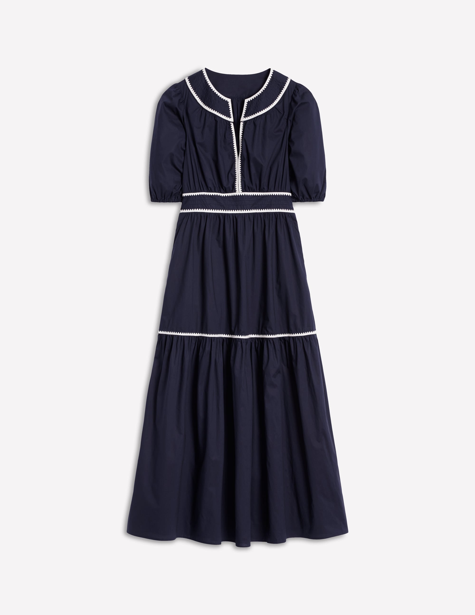 Robe midi Rhea brodée-Bleu Marine - Image 8
