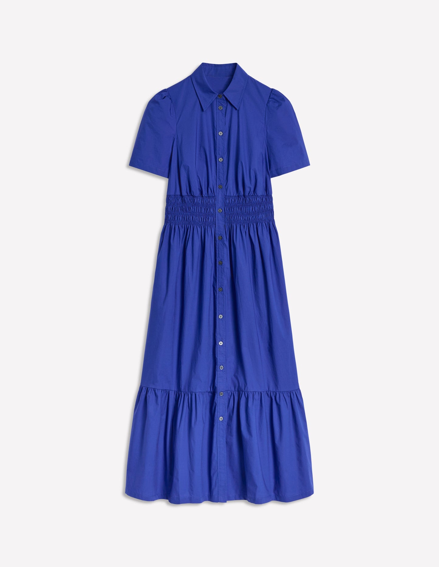 Robe-chemise à taille smockée-Bleu vif