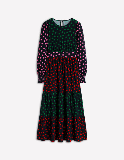 Robe Tabitha volantée en jersey-Multi, pois abstraits