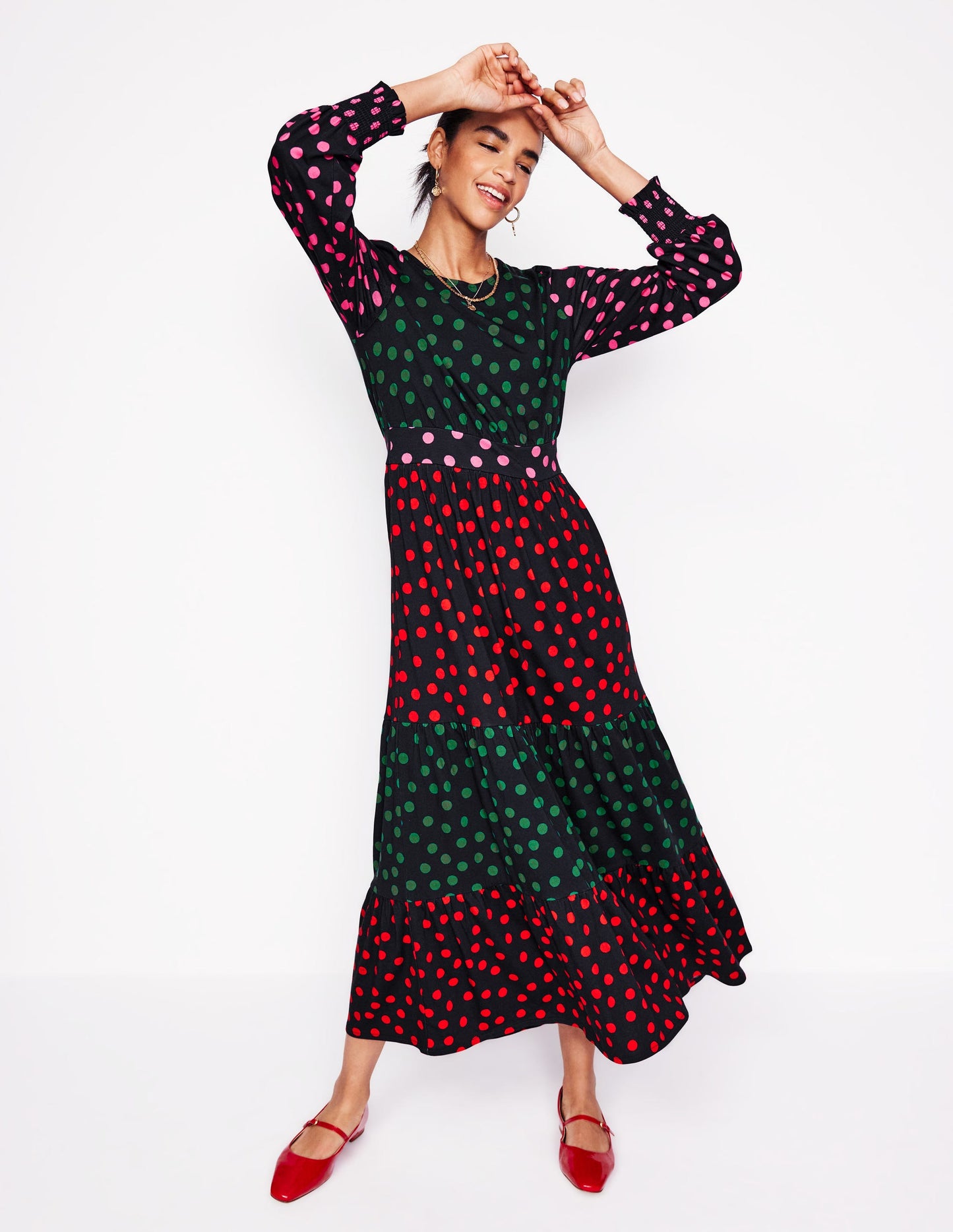 Robe Tabitha volantée en jersey-Multi, pois abstraits