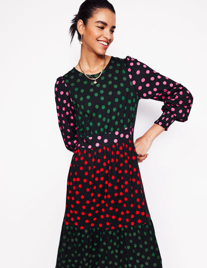 Robe Tabitha volantée en jersey-Multi, pois abstraits