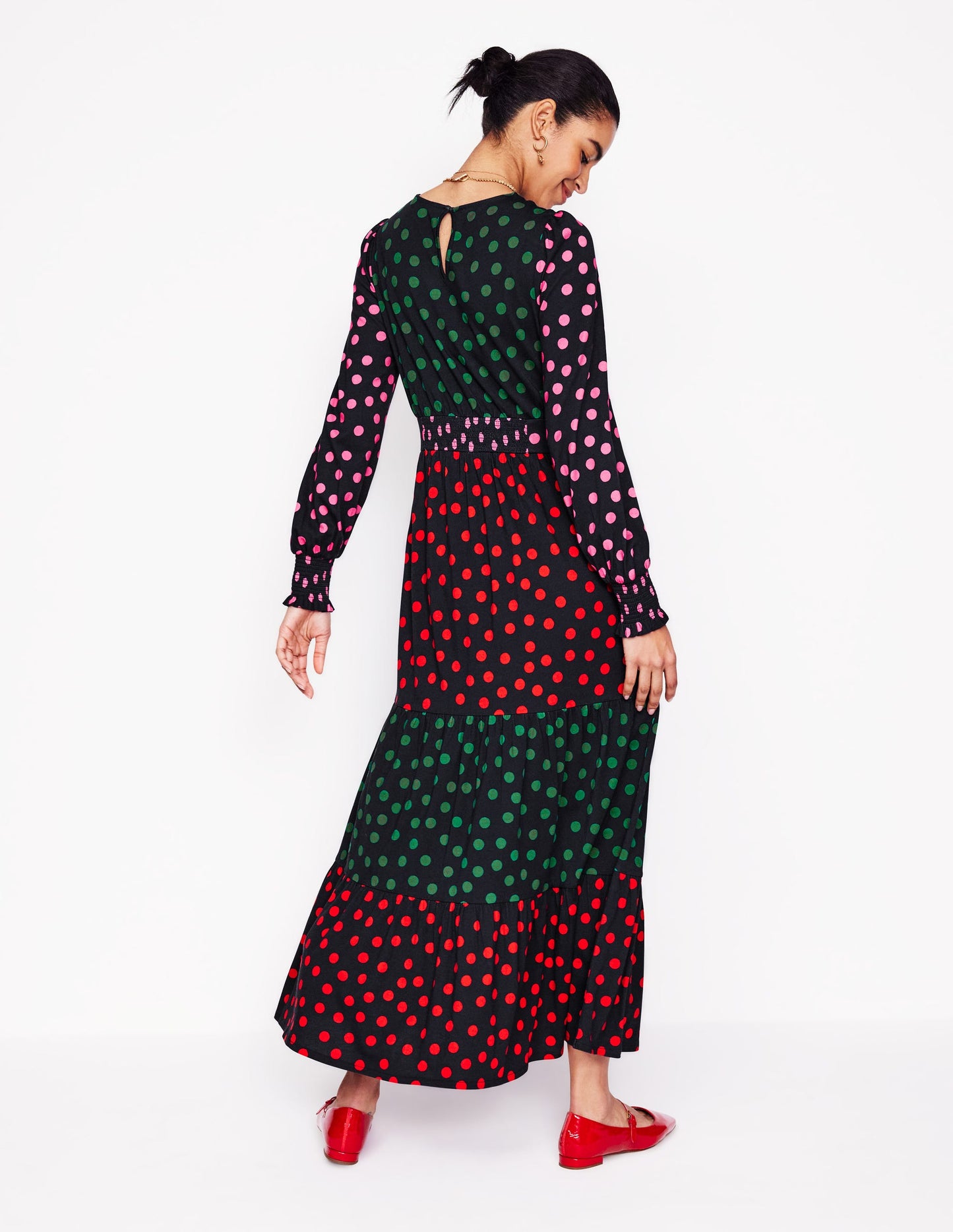 Robe Tabitha volantée en jersey-Multi, pois abstraits