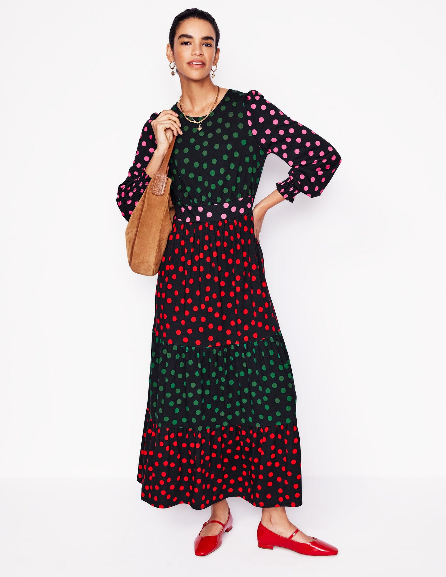 Robe Tabitha volantée en jersey-Multi, pois abstraits