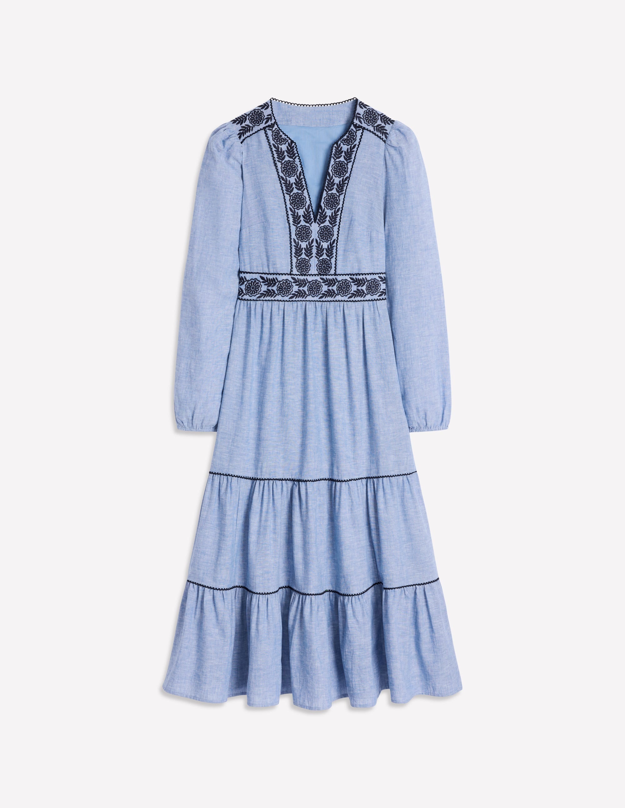 Violet Midikleid aus Leinenmischgewebe-Blauer Faux-Uni - Image 6