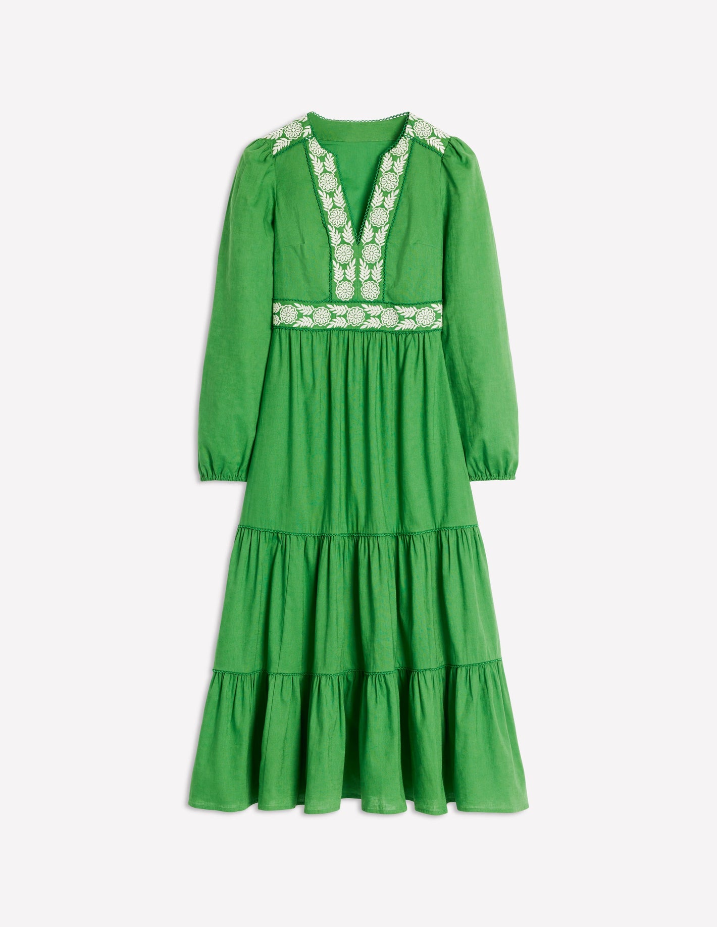 Robe midi Violet en lin mélangé-Vert paradis