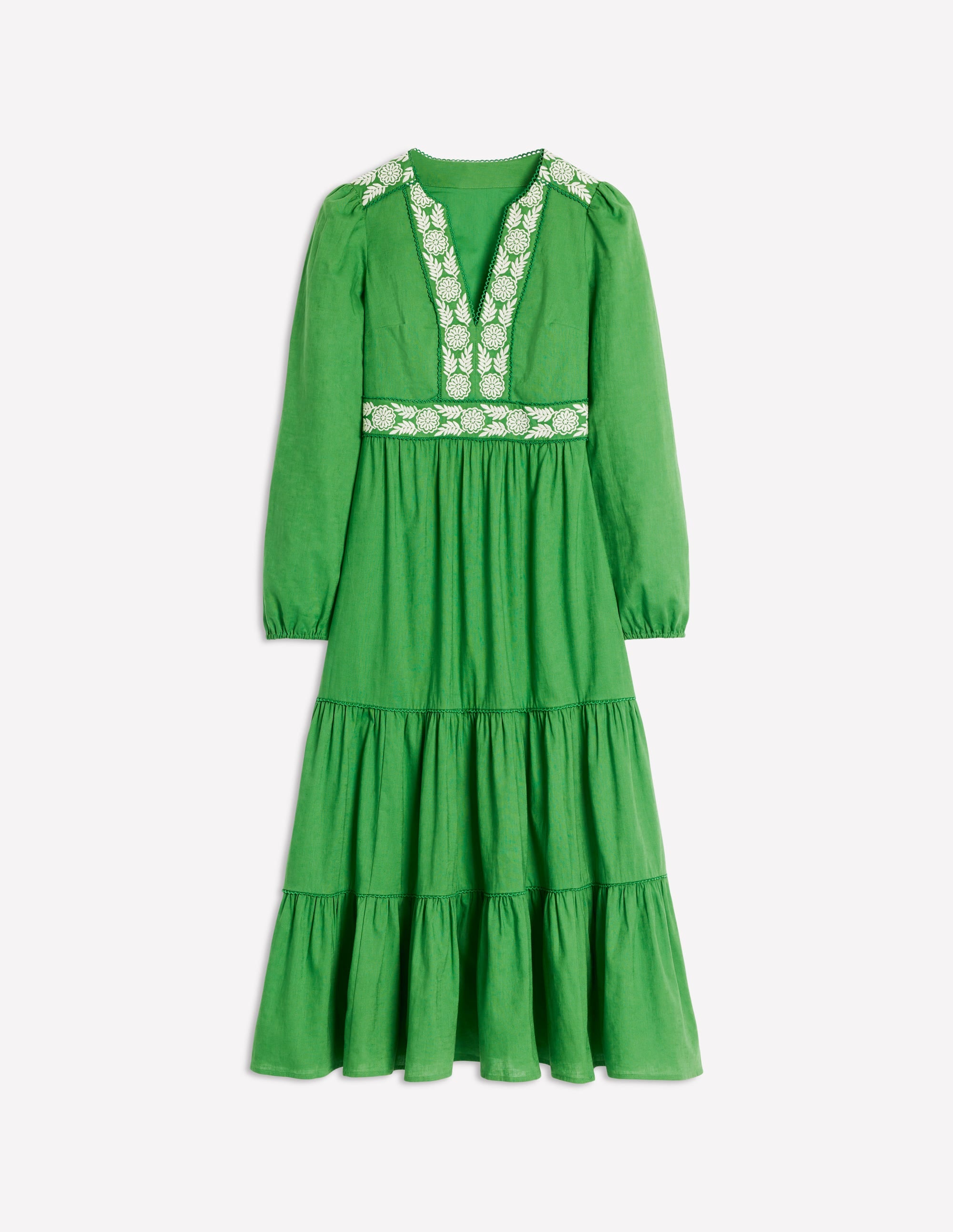 Robe midi Violet en lin mélangé-Vert paradis - Image 5
