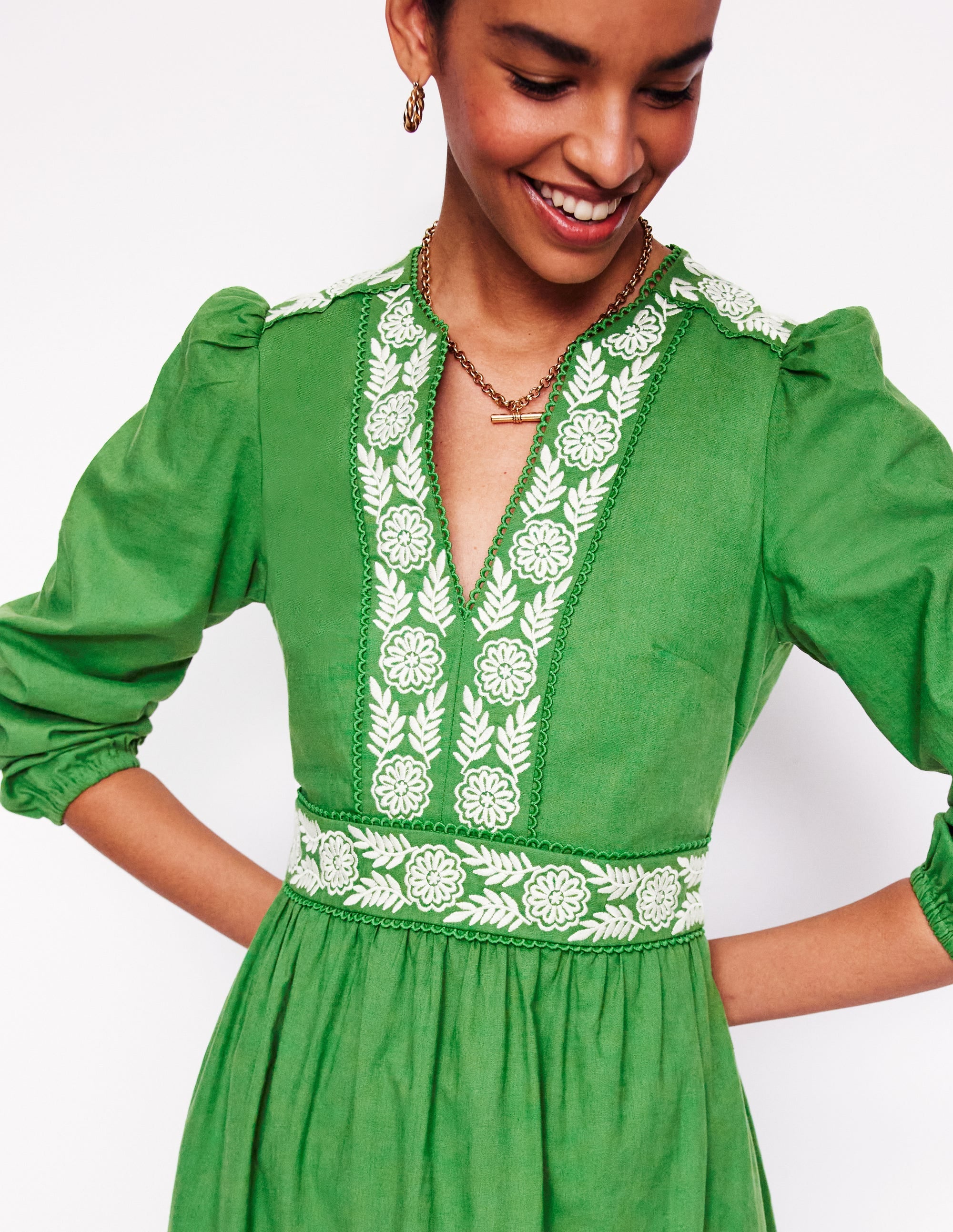 Robe midi Violet en lin mélangé-Vert paradis - Image 2