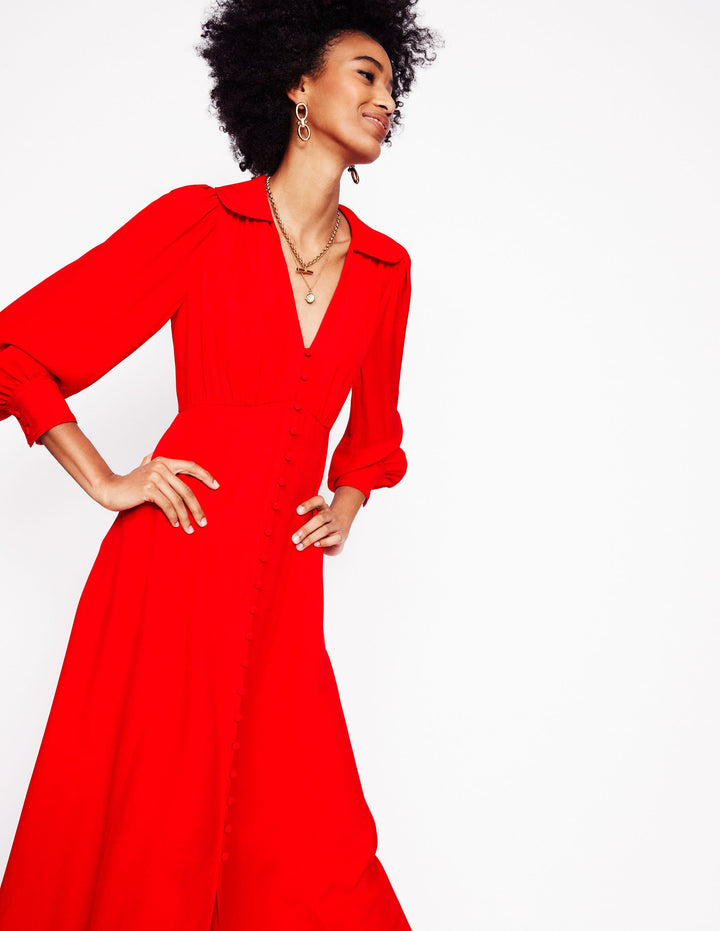 Robe style 40s à col-Rouge coquelicot