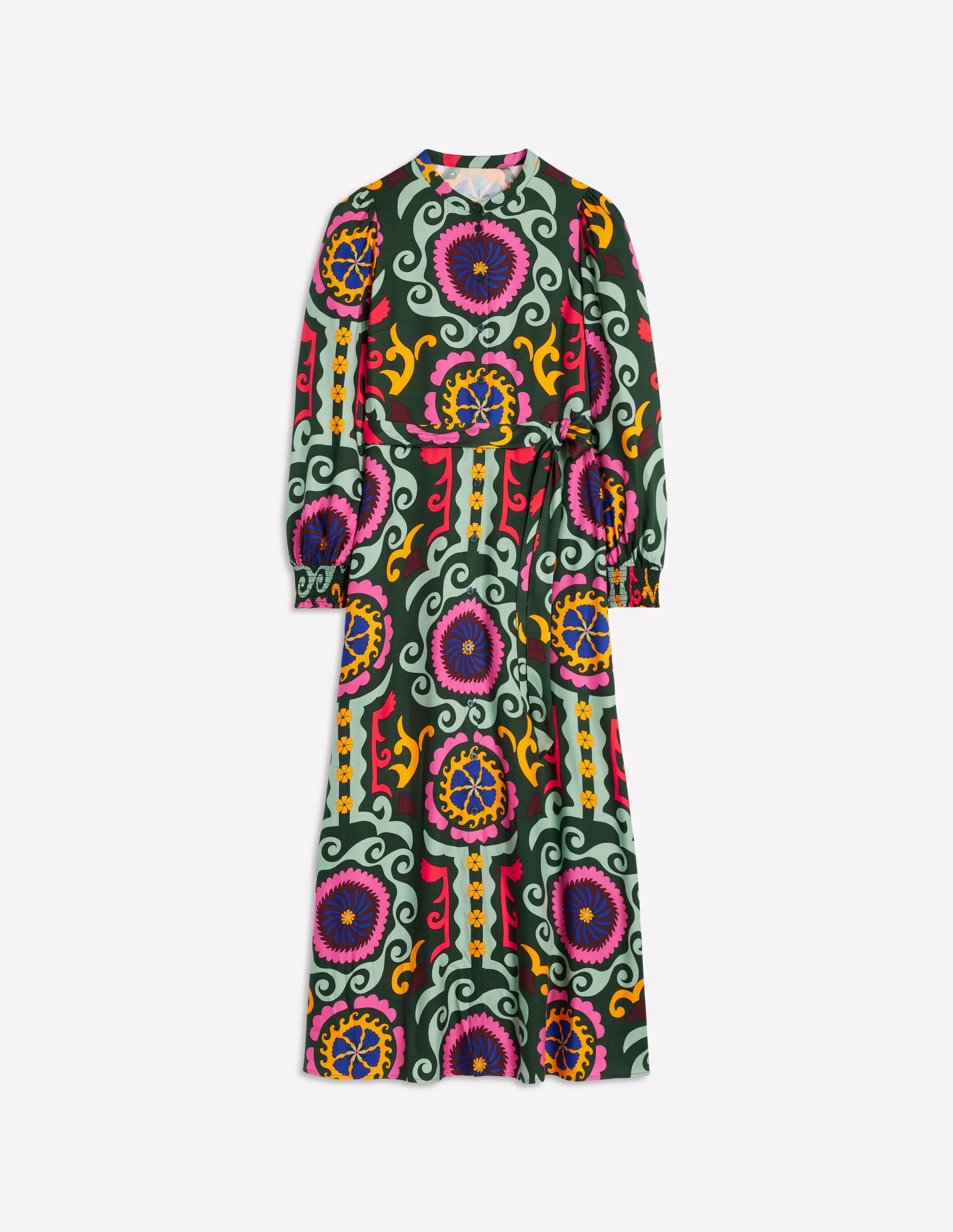 Robe-chemise Ruby sans col-Vert, motif Ornamental Wave - Image 7