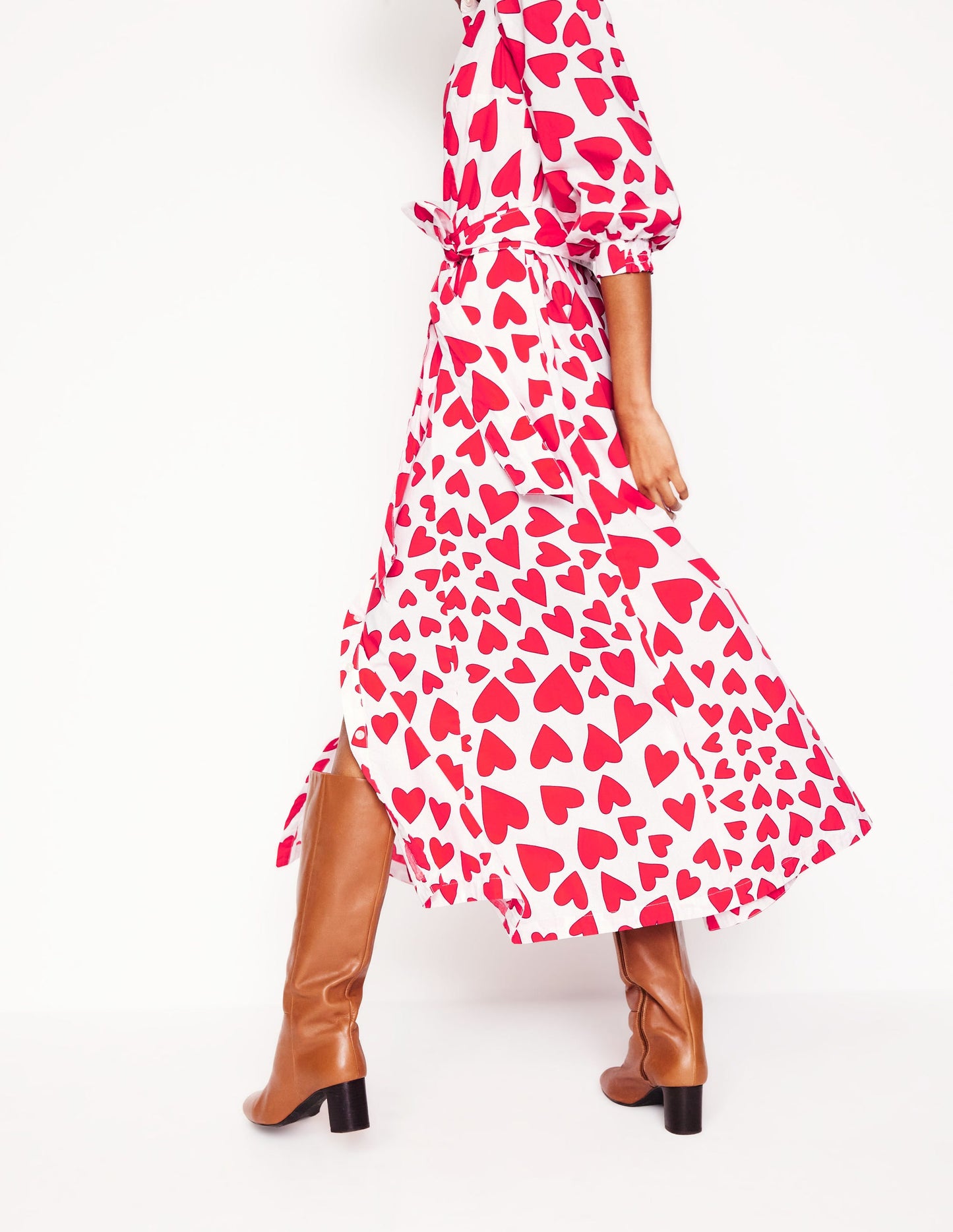 Robe-chemise Clara en coton-Ivoire, motif Heart Cluster