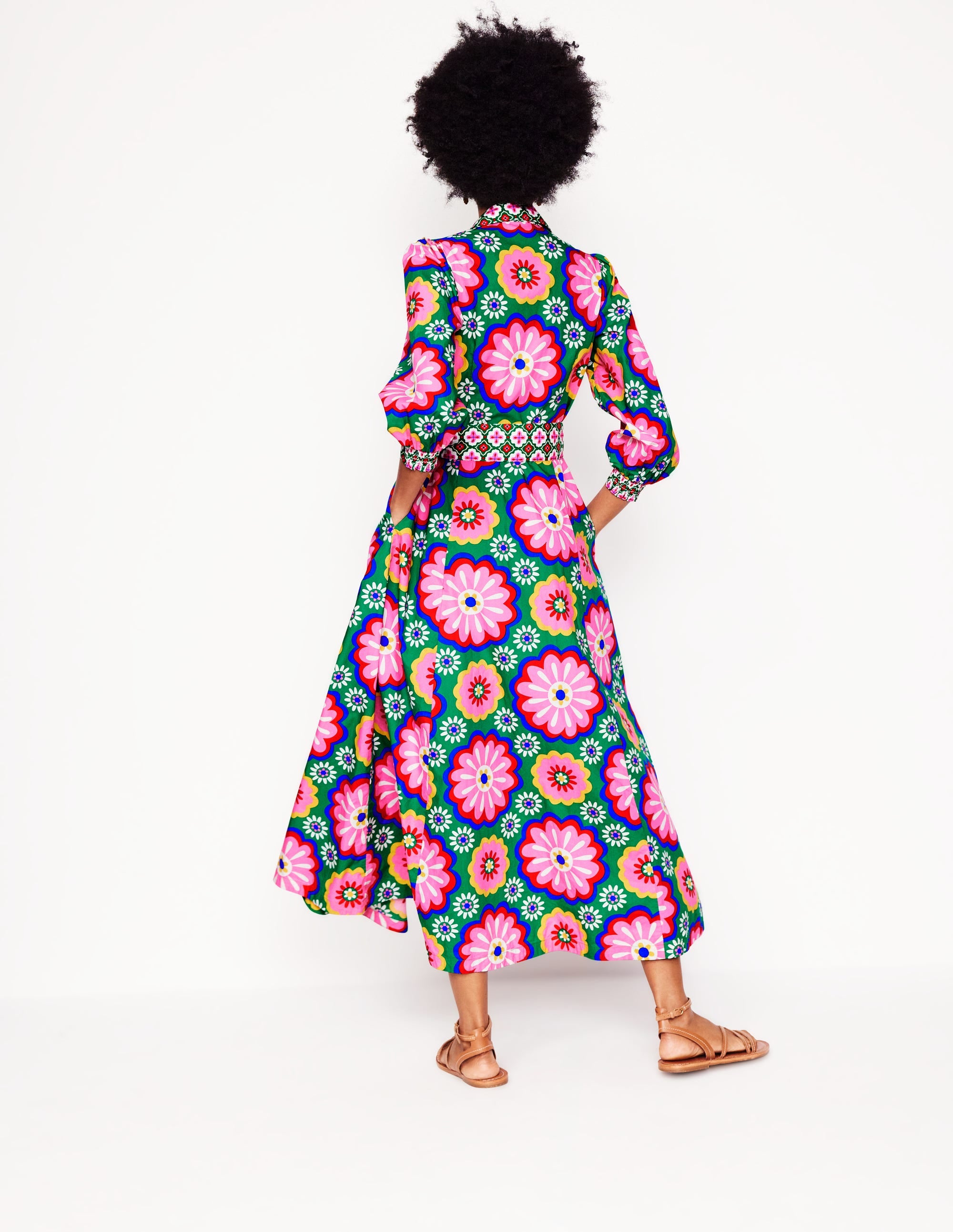 Clara Hemdblusenkleid aus Baumwolle-Bunt, Geblümte Kachel - Image 2