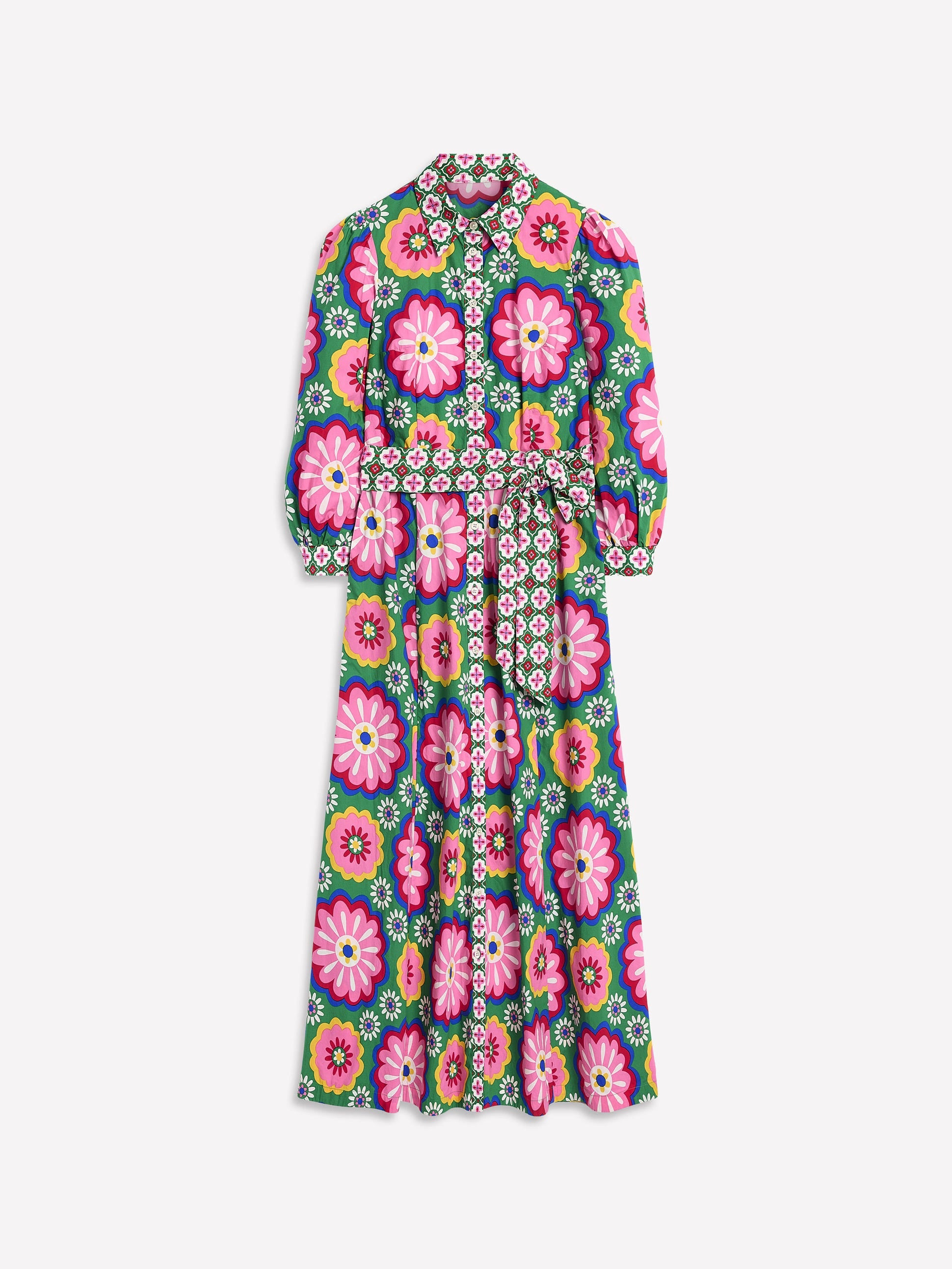 Clara Hemdblusenkleid aus Baumwolle-Bunt, Geblümte Kachel - Image 6