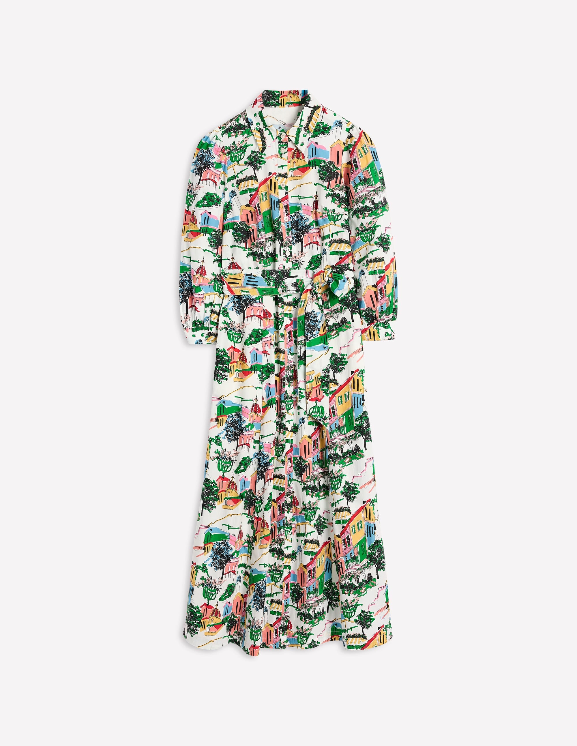 Robe-chemise Clara en coton-Multi, motif Painted Village - Image 6