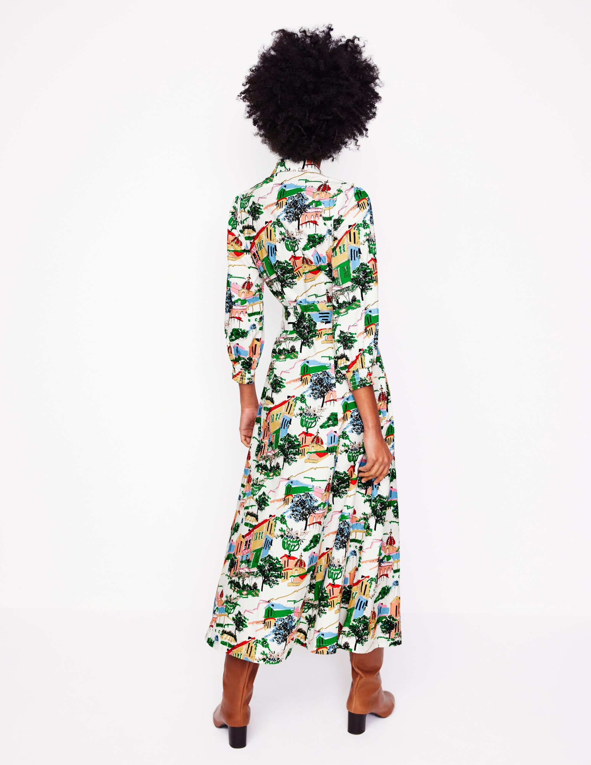 Robe-chemise Clara en coton-Multi, motif Painted Village - Image 3