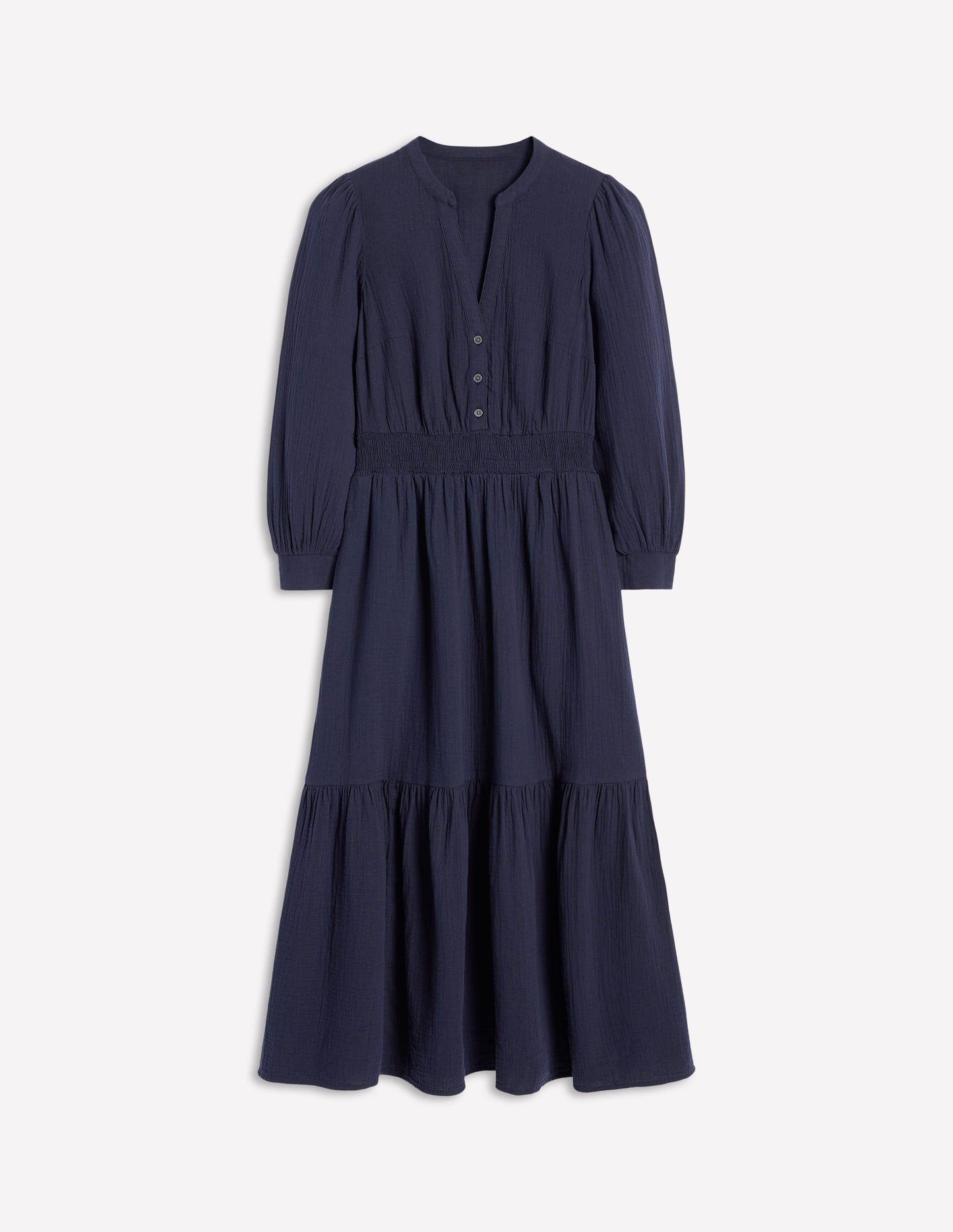 Robe midi Elena double-étoffe-Bleu Marine, Petits Pois