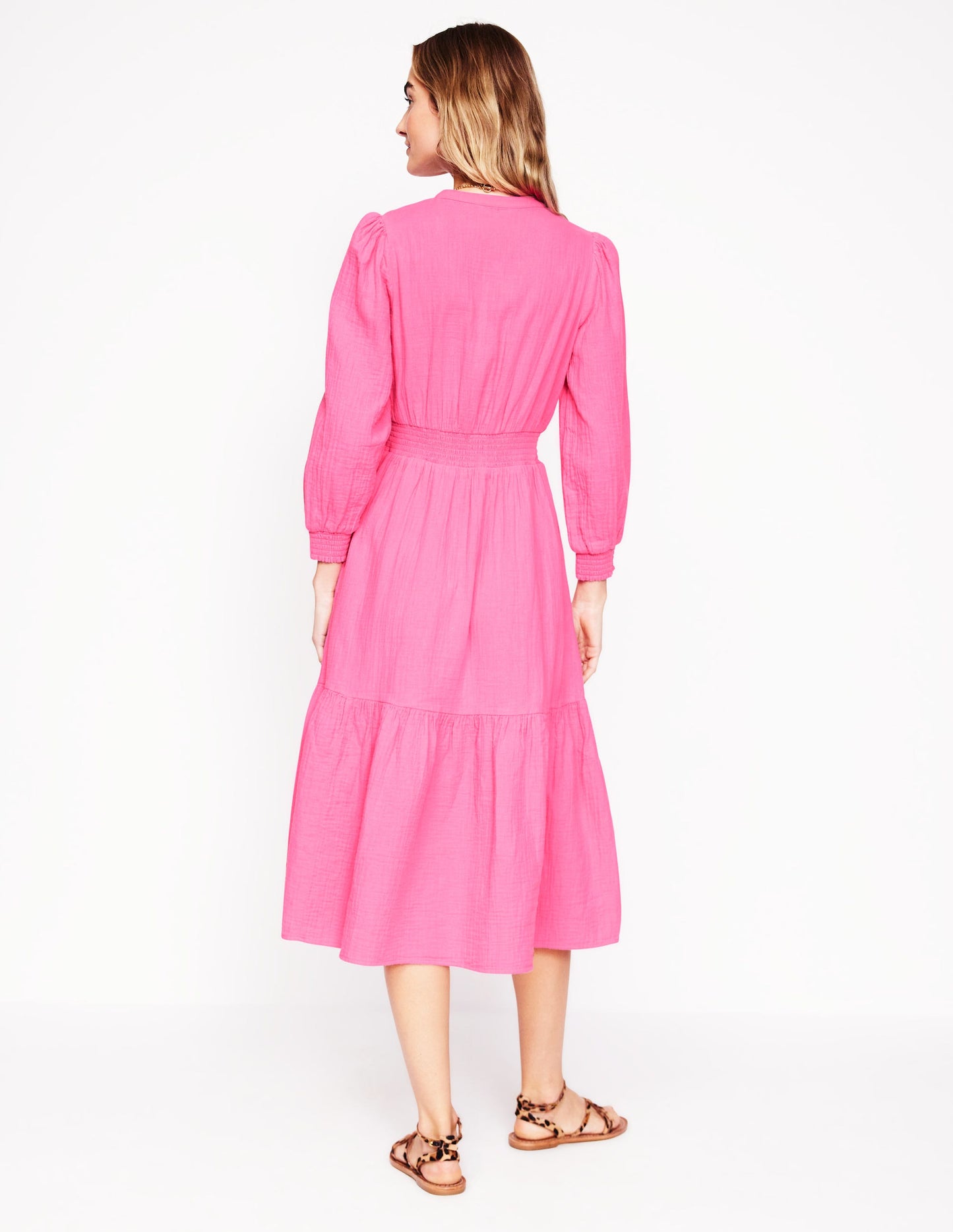 Robe midi Elena double-étoffe-Rose sorbet