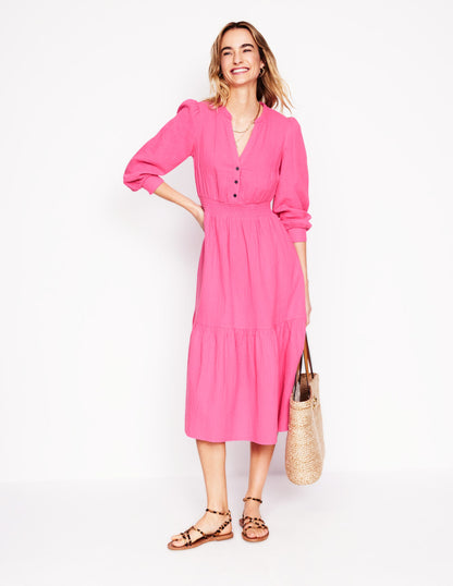 Robe midi Elena double-étoffe-Rose sorbet