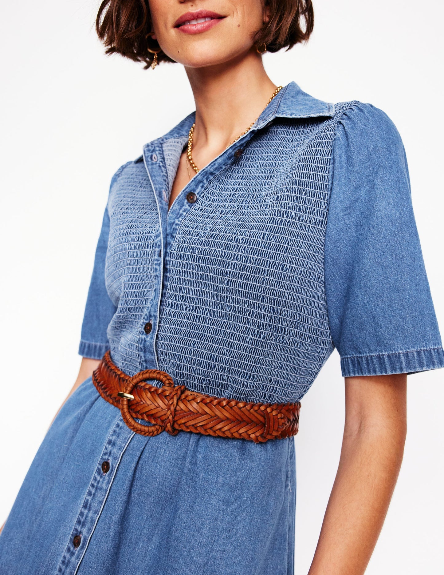 Robe midi Amber en jean-Denim vintage clair