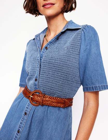 Robe midi Amber en jean-Denim vintage clair