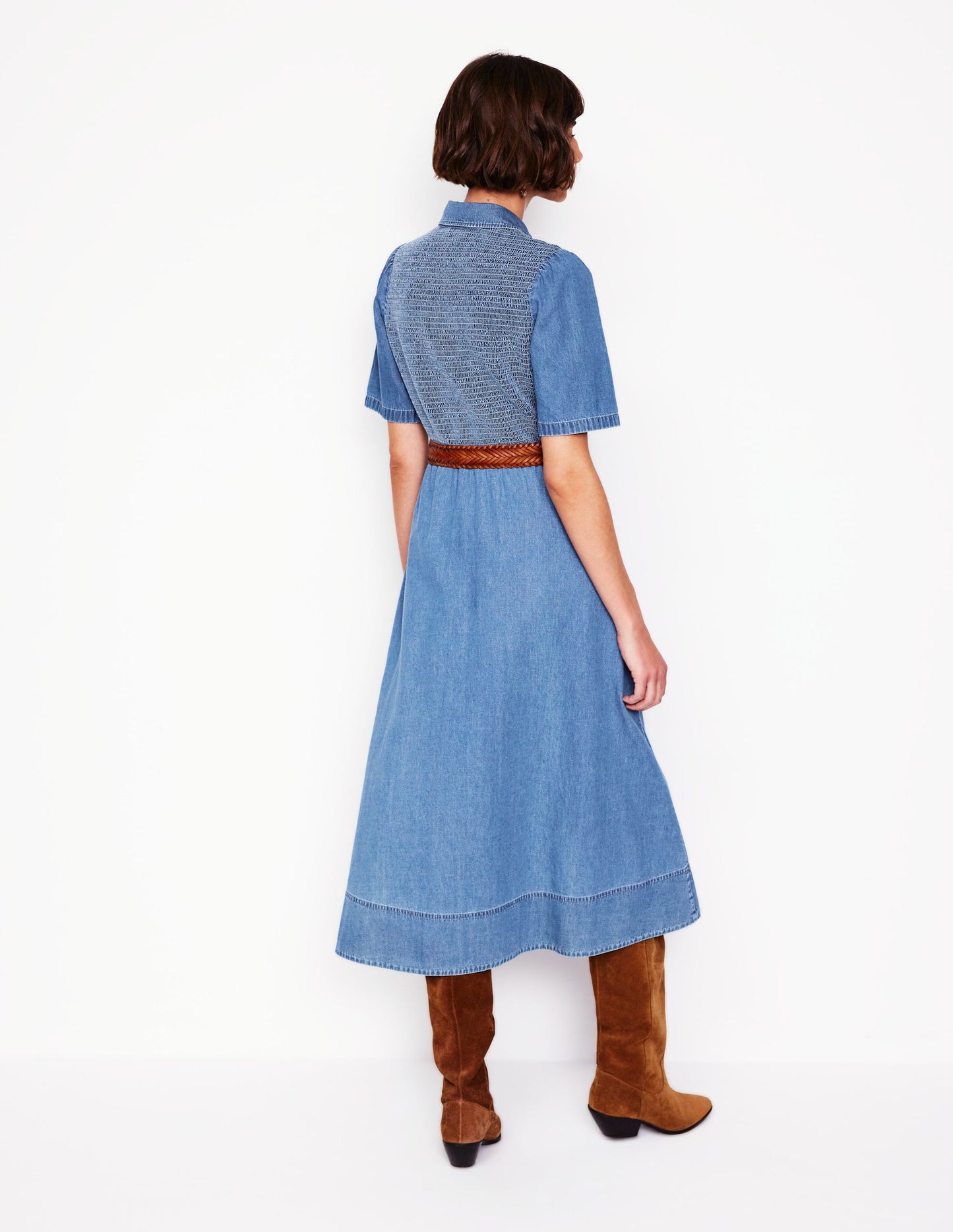 Robe midi Amber en jean-Denim vintage clair