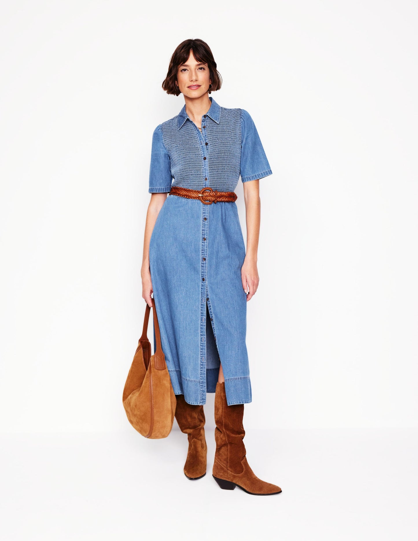 Robe midi Amber en jean-Denim vintage clair