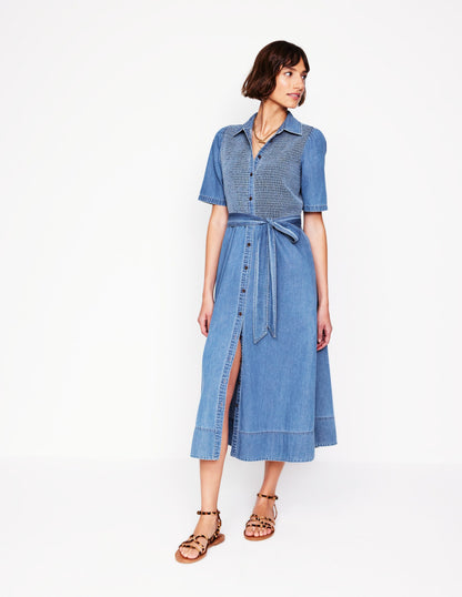 Robe midi Amber en jean-Denim vintage clair