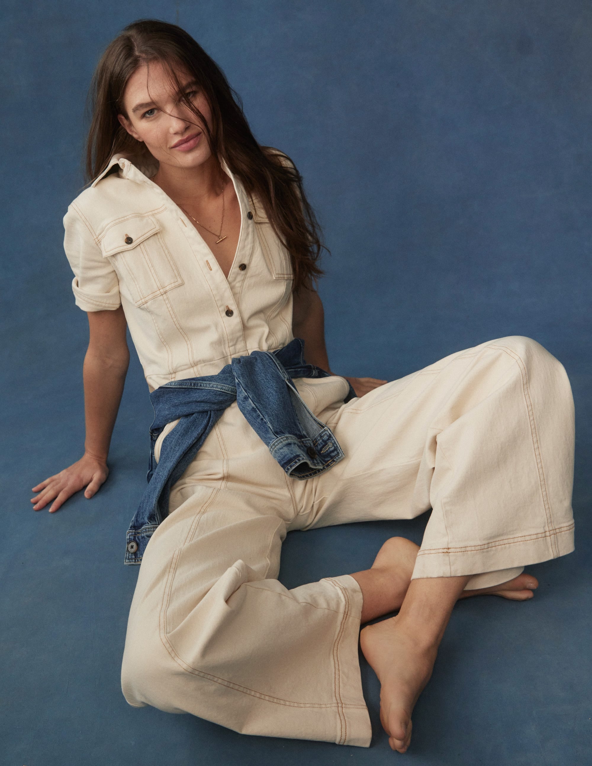 Combinaison manches courtes en jean-Aristocratic Blue - Image 1