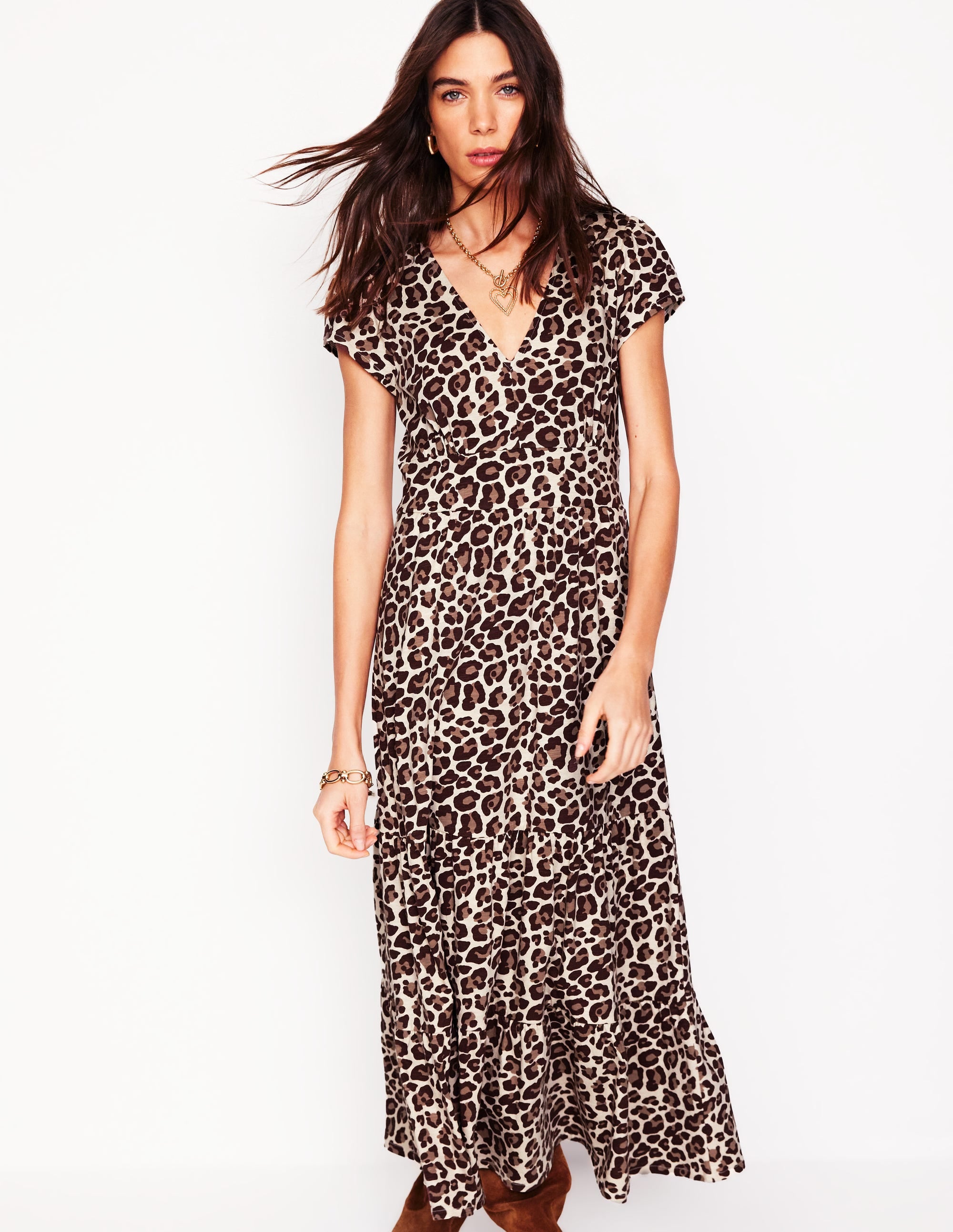 Eloise Gestuftes Jerseykleid-Gepard-Pop - Image 4