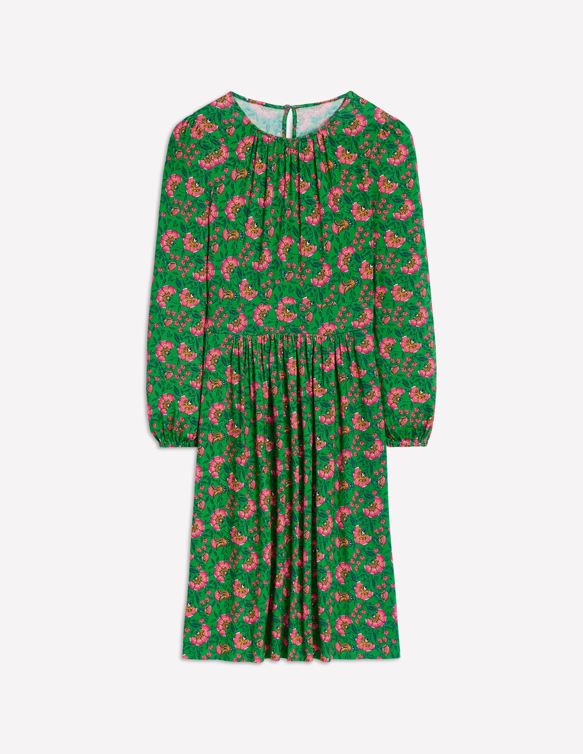 Robe Alexandra à manches blousantes en jersey-Vert paradis, motif Vine - Image 5