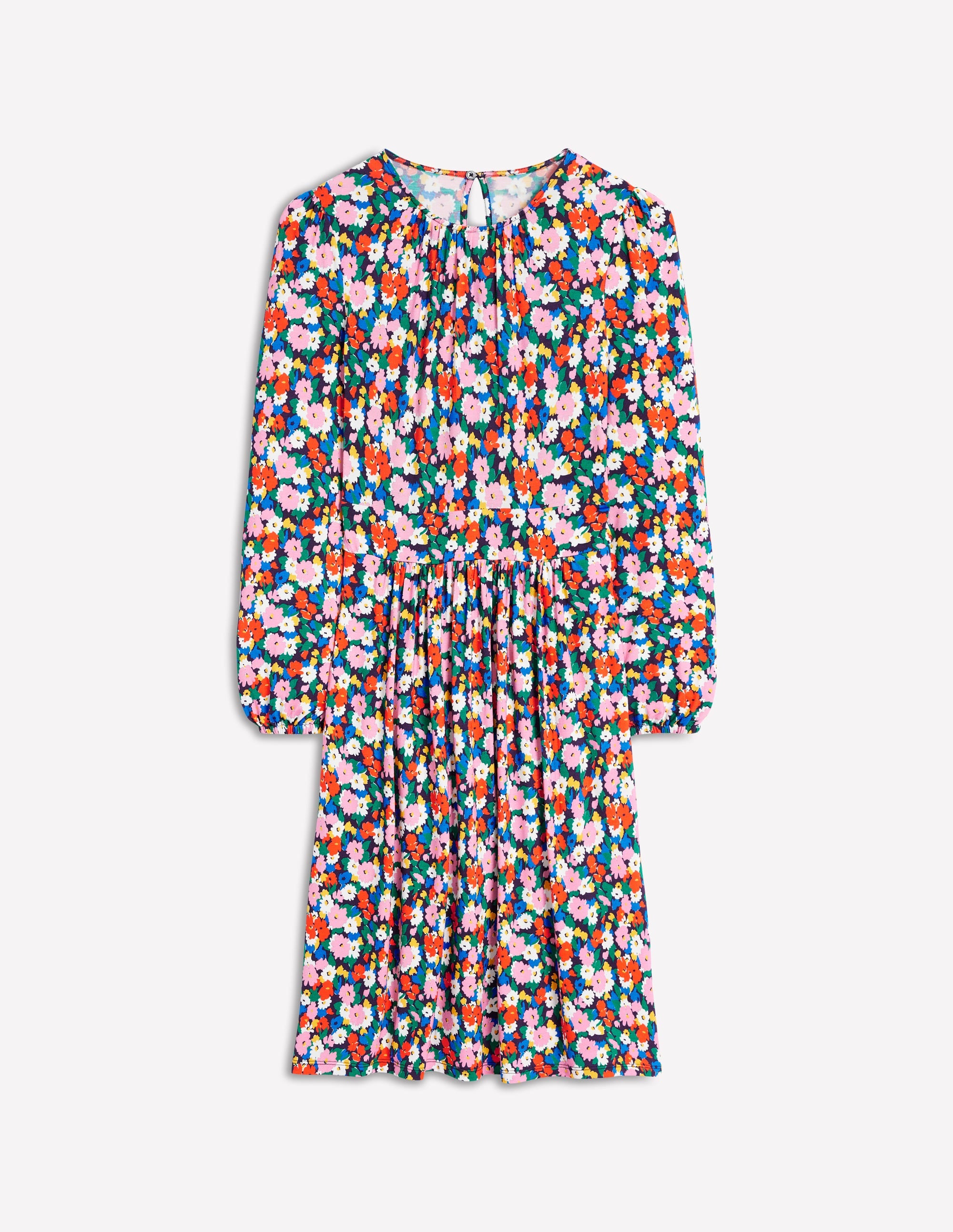 Robe Alexandra à manches blousantes en jersey-Multi, motif Painterly Meadow - Image 5