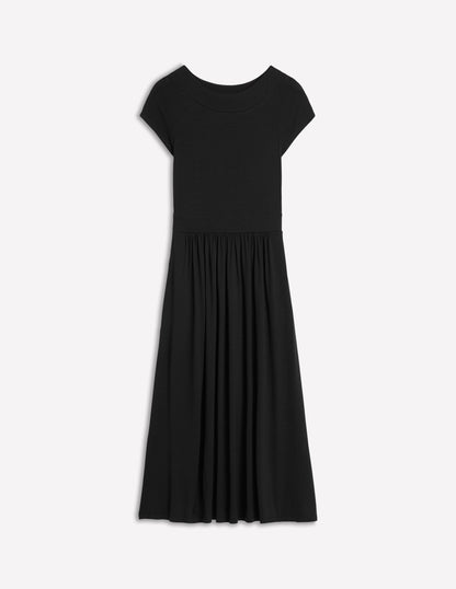 Melanie Jersey Midi Dress-Black