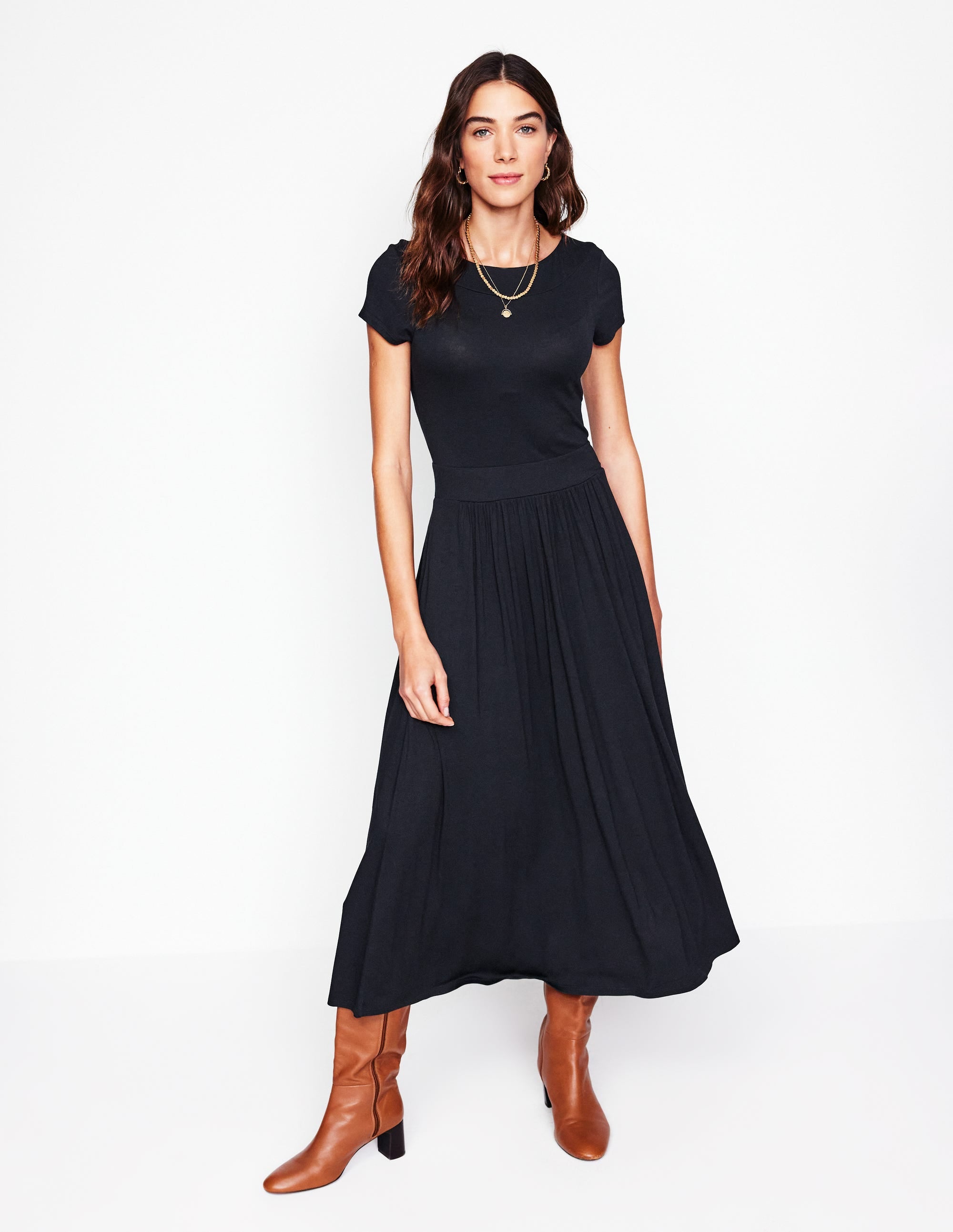 Melanie Jersey-Midikleid-Schwarz - Image 1