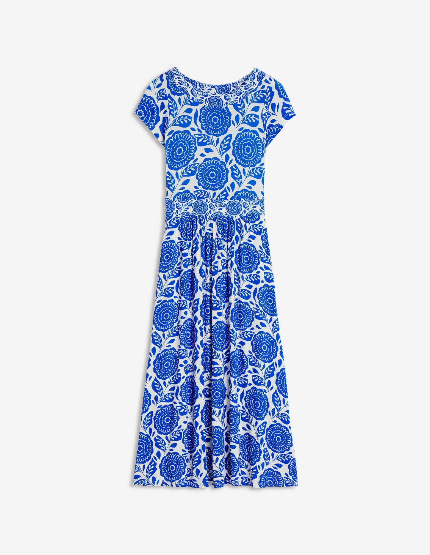 Robe midi Melanie en jersey-Bleu galerie, motif Dahlia Stamp