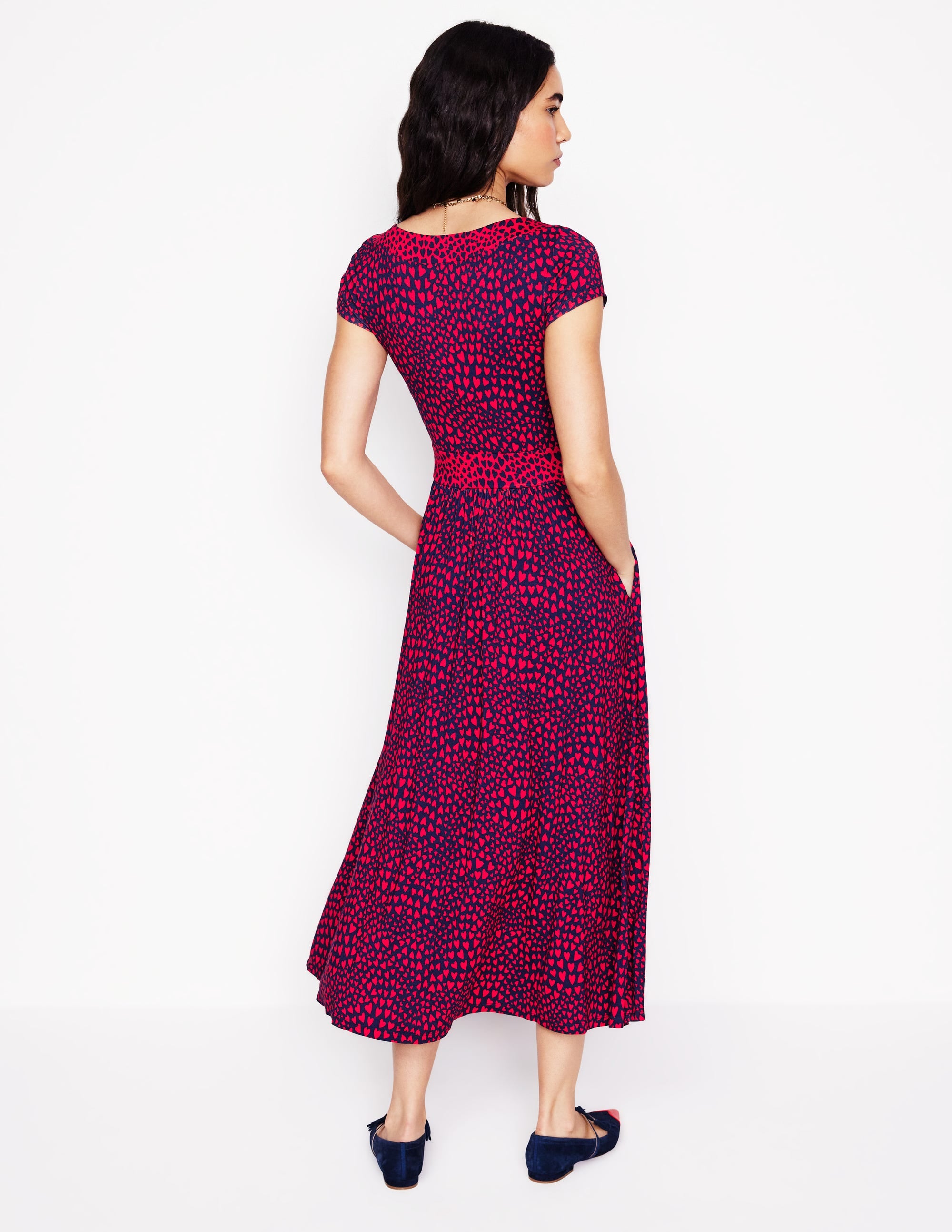 Melanie Jersey-Midikleid-Französisches Marineblau, Herz-Cluster - Image 3