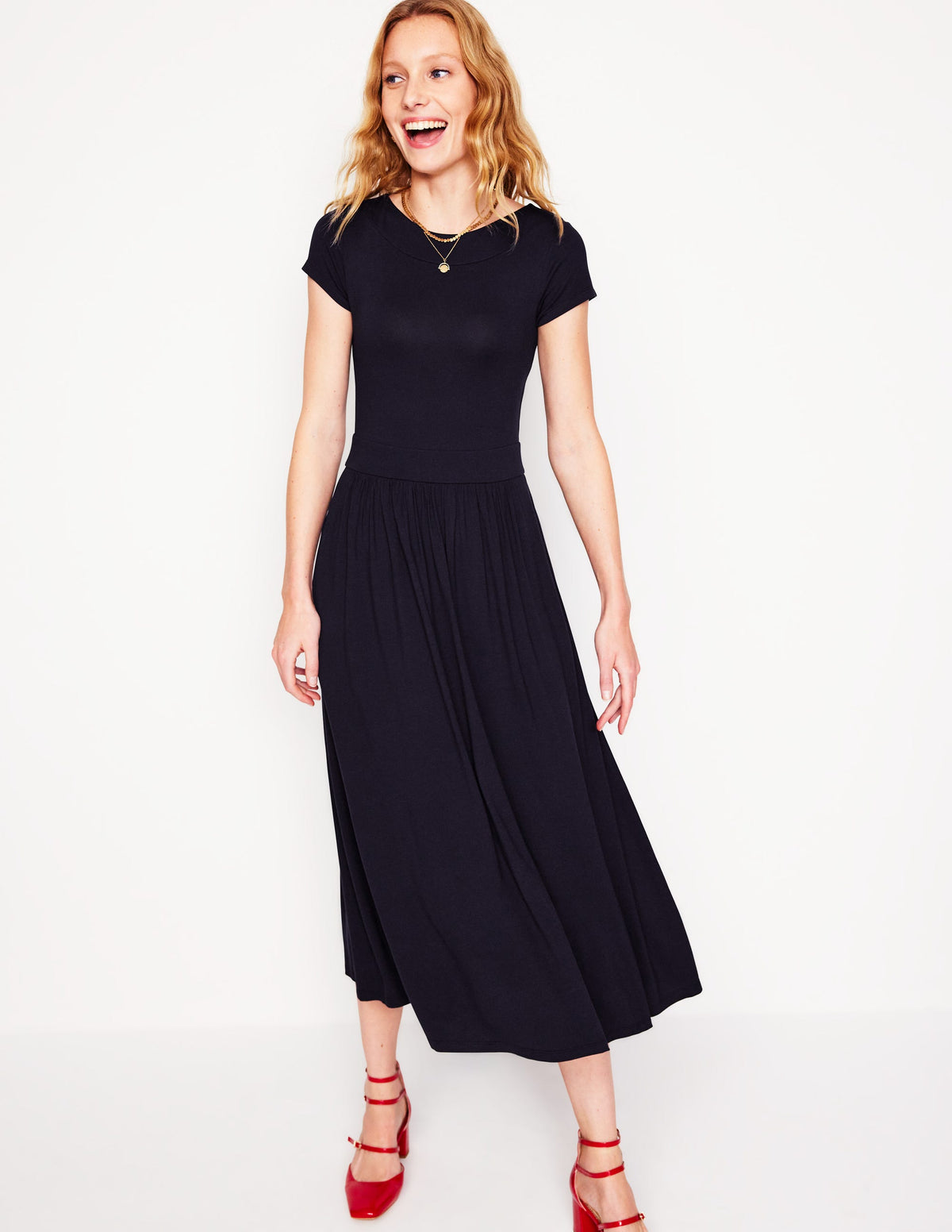Melanie Jersey-Midikleid-Marineblaue - Image 1